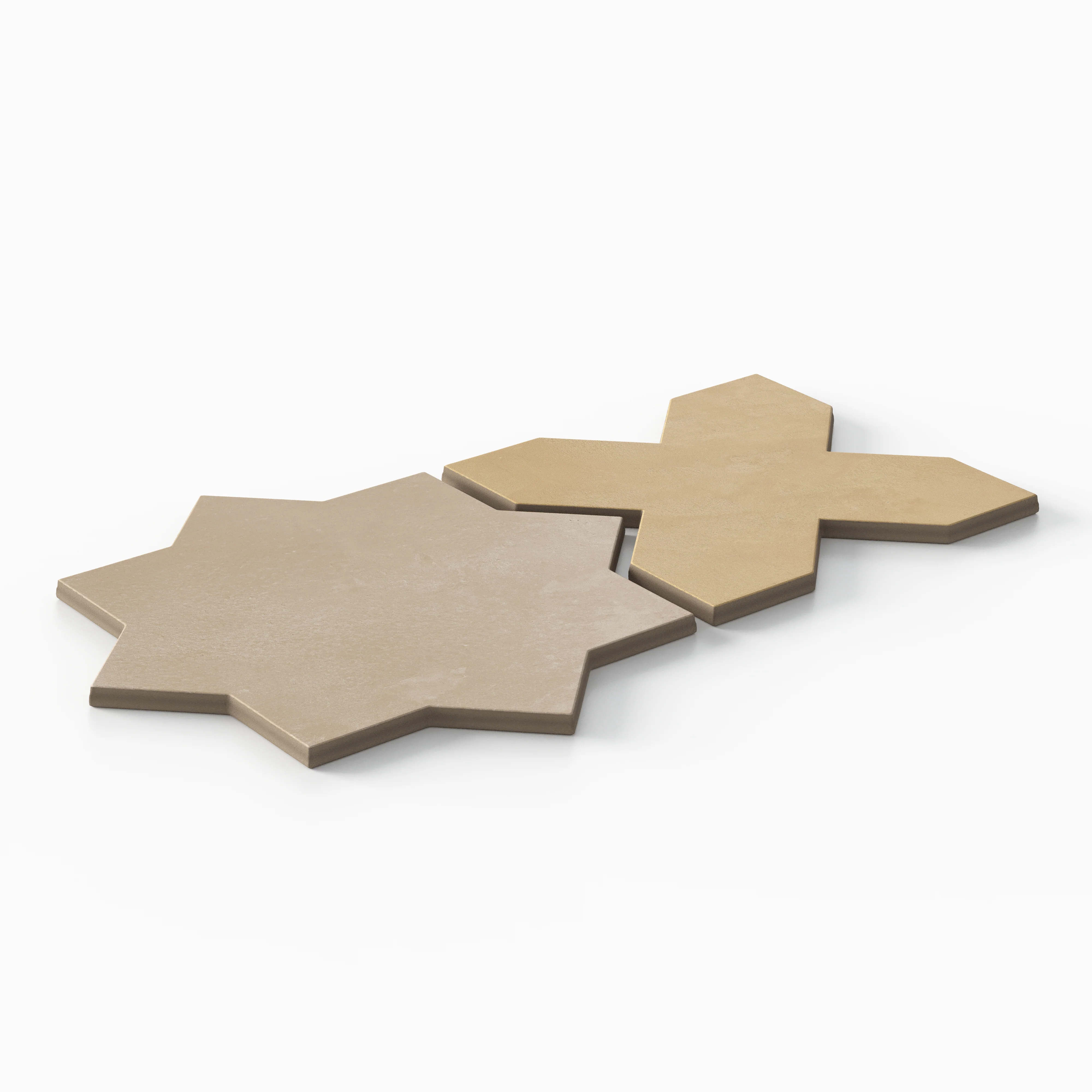 Isabel 11x11 Matte Porcelain Tile Star in Sand and Cross in Daffodil - Image 3