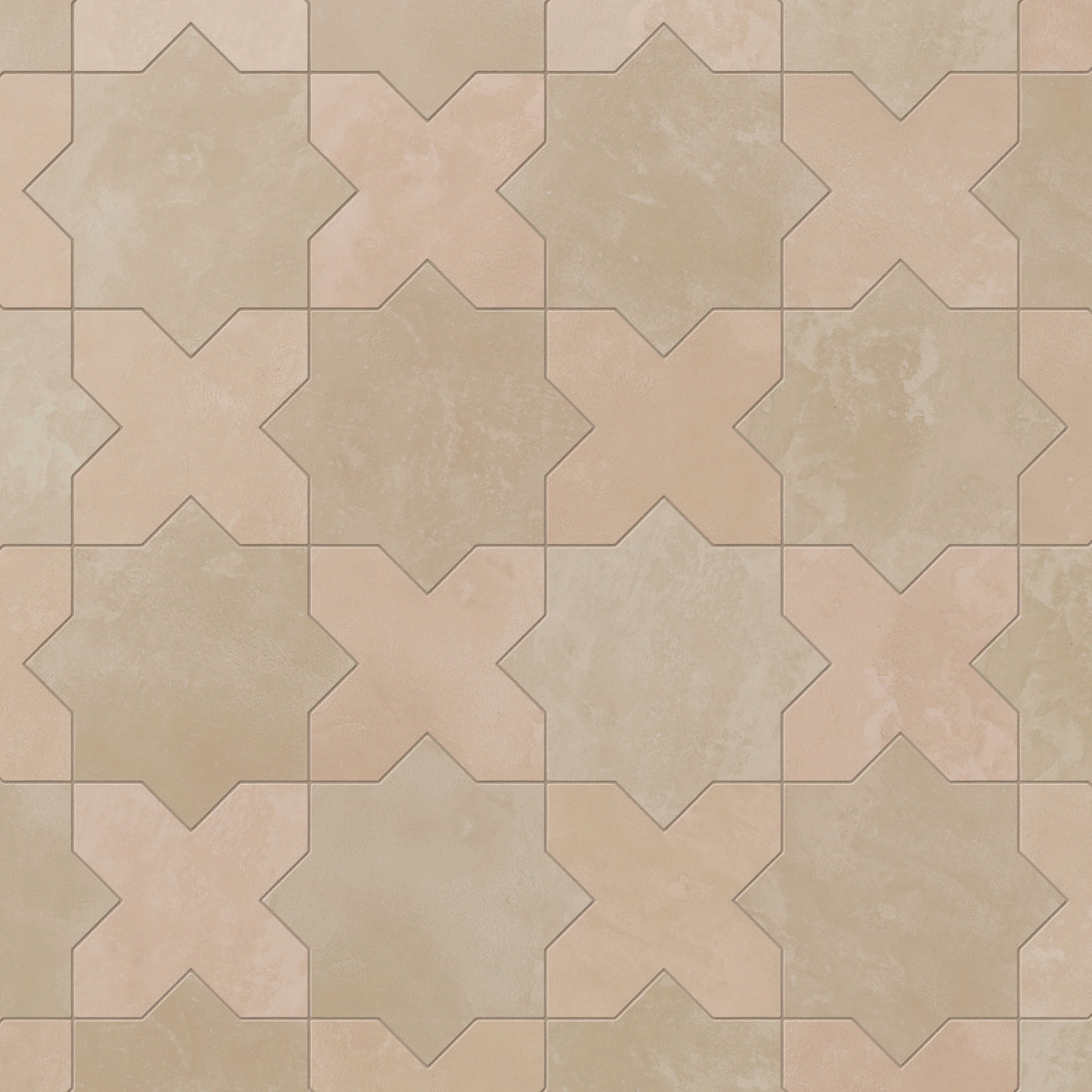 Isabel 11x11 Matte Porcelain Tile Star in Sand and Cross in Rosewood - Image 4