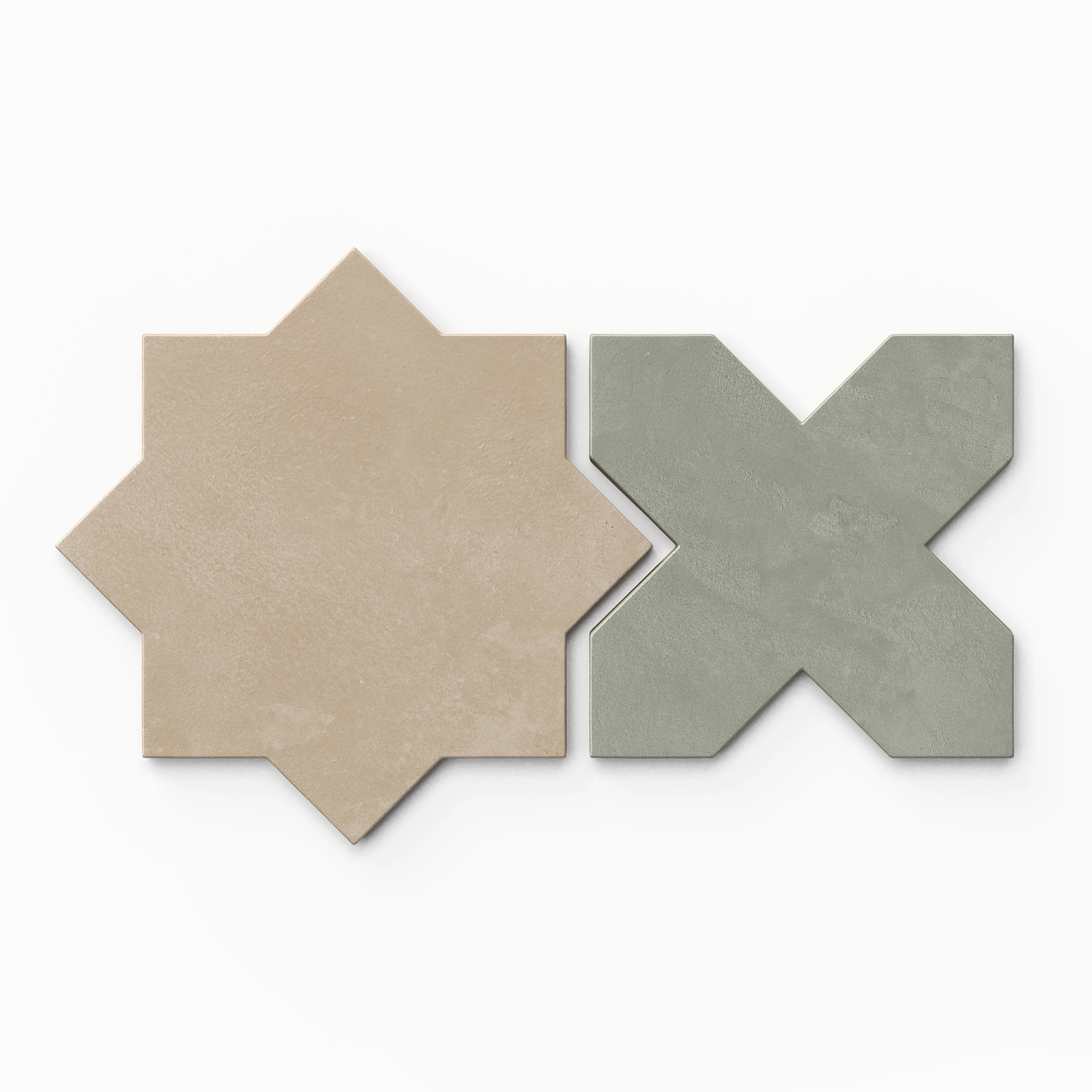 Isabel 11x11 Matte Porcelain Tile Star in Sand and Cross in Seasalt - Image 2