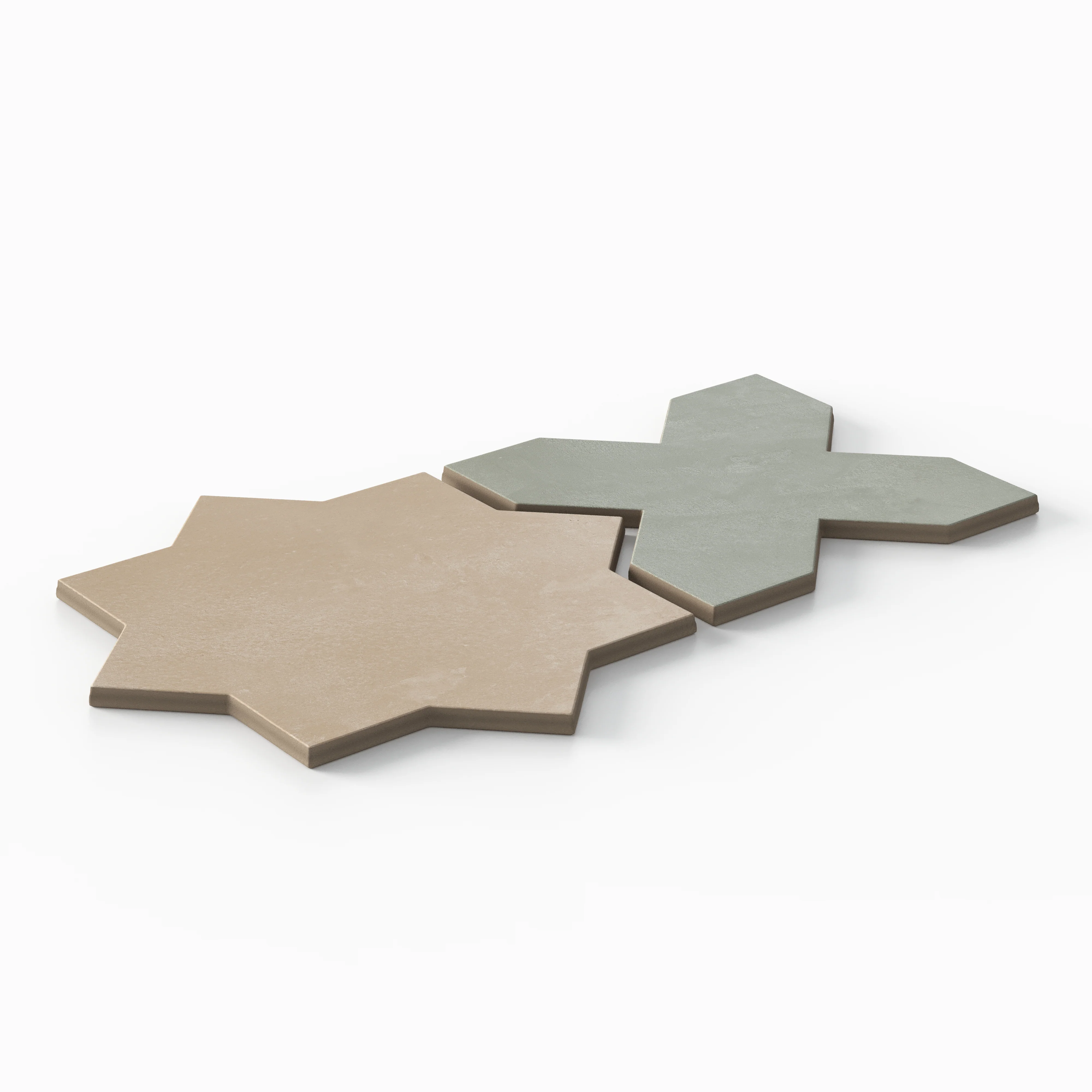 Isabel 11x11 Matte Porcelain Tile Star in Sand and Cross in Seasalt - Image 3