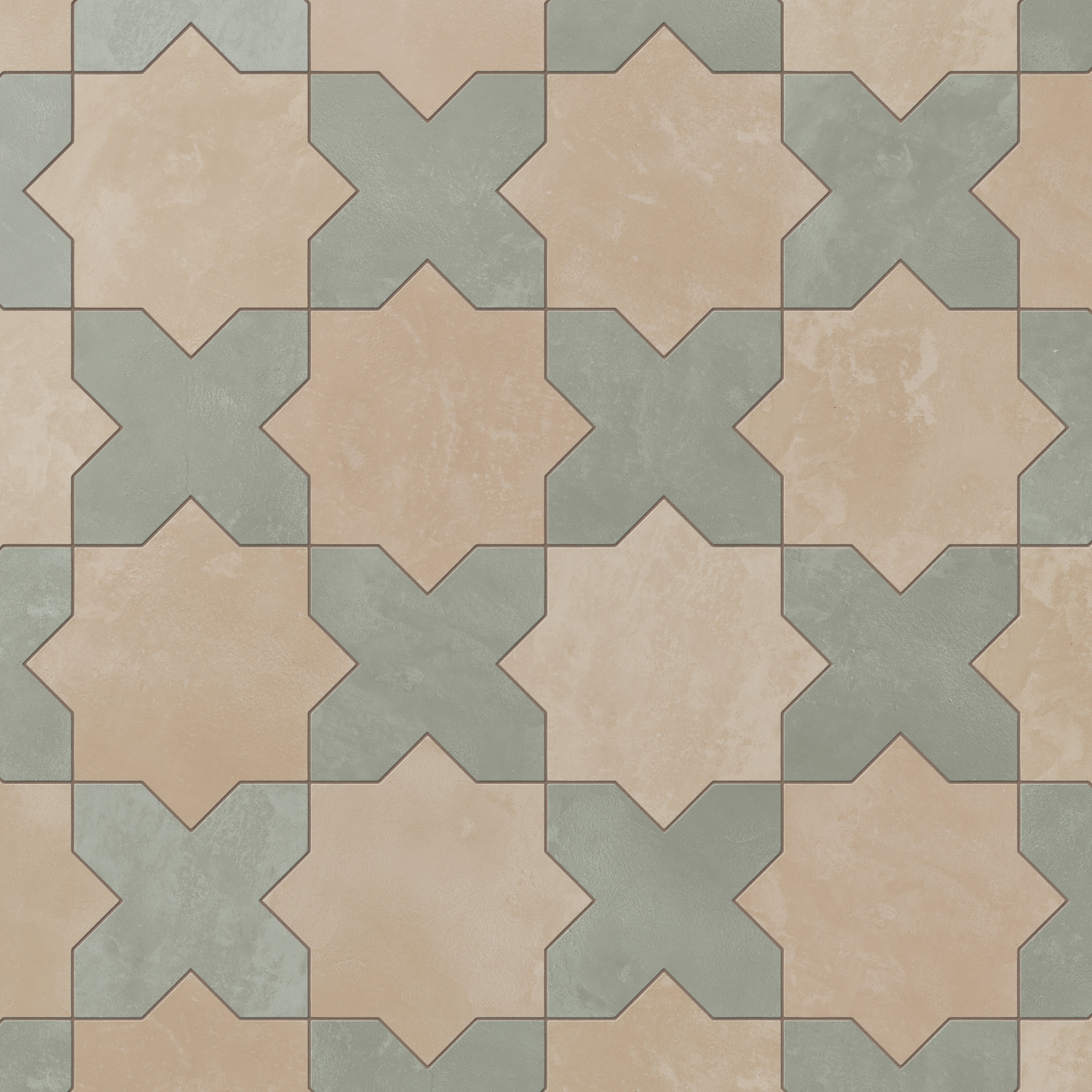 Isabel 11x11 Matte Porcelain Tile Star in Sand and Cross in Seasalt - Image 4