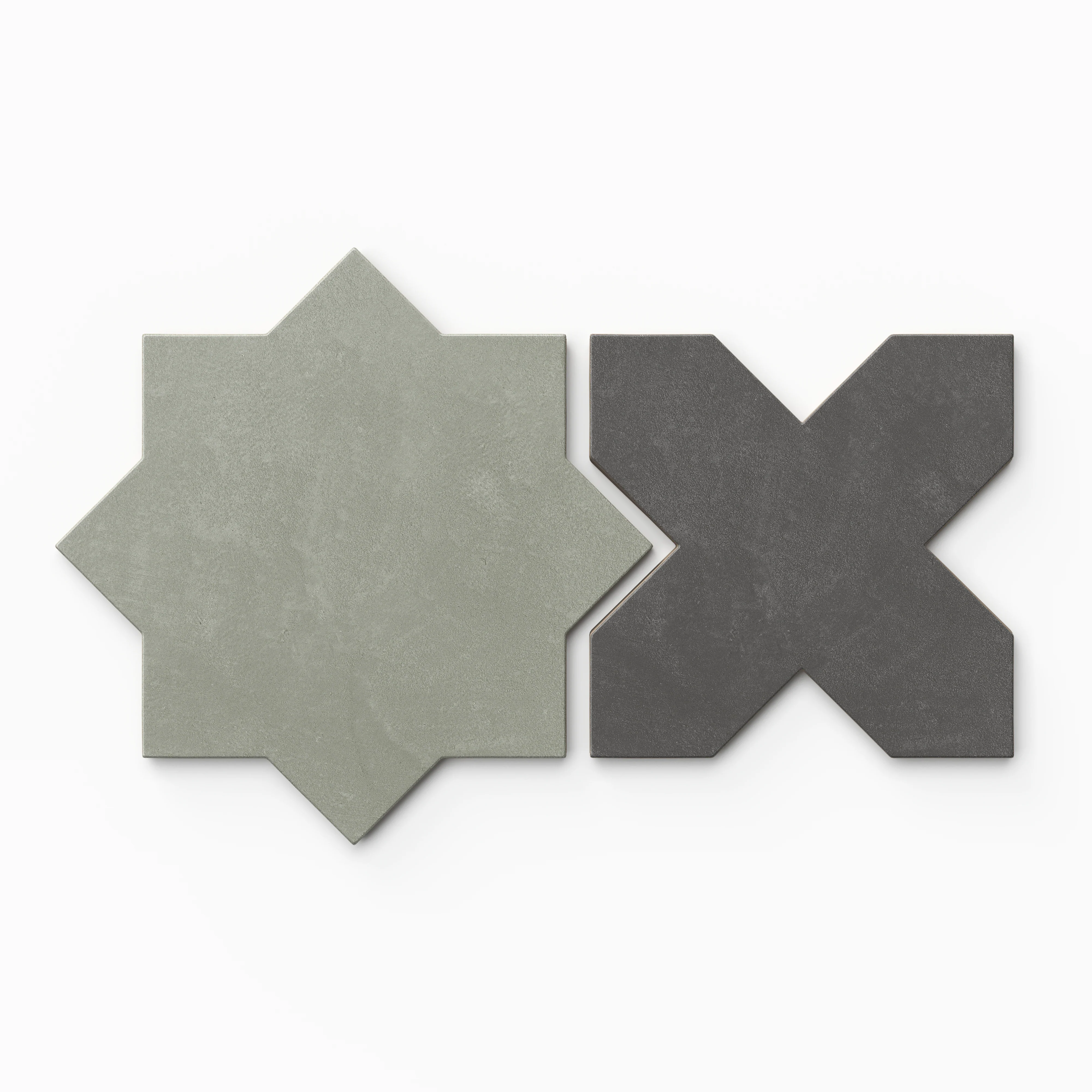 Isabel 11x11 Matte Porcelain Tile Star in Seasalt and Cross in Charcoal - Image 2
