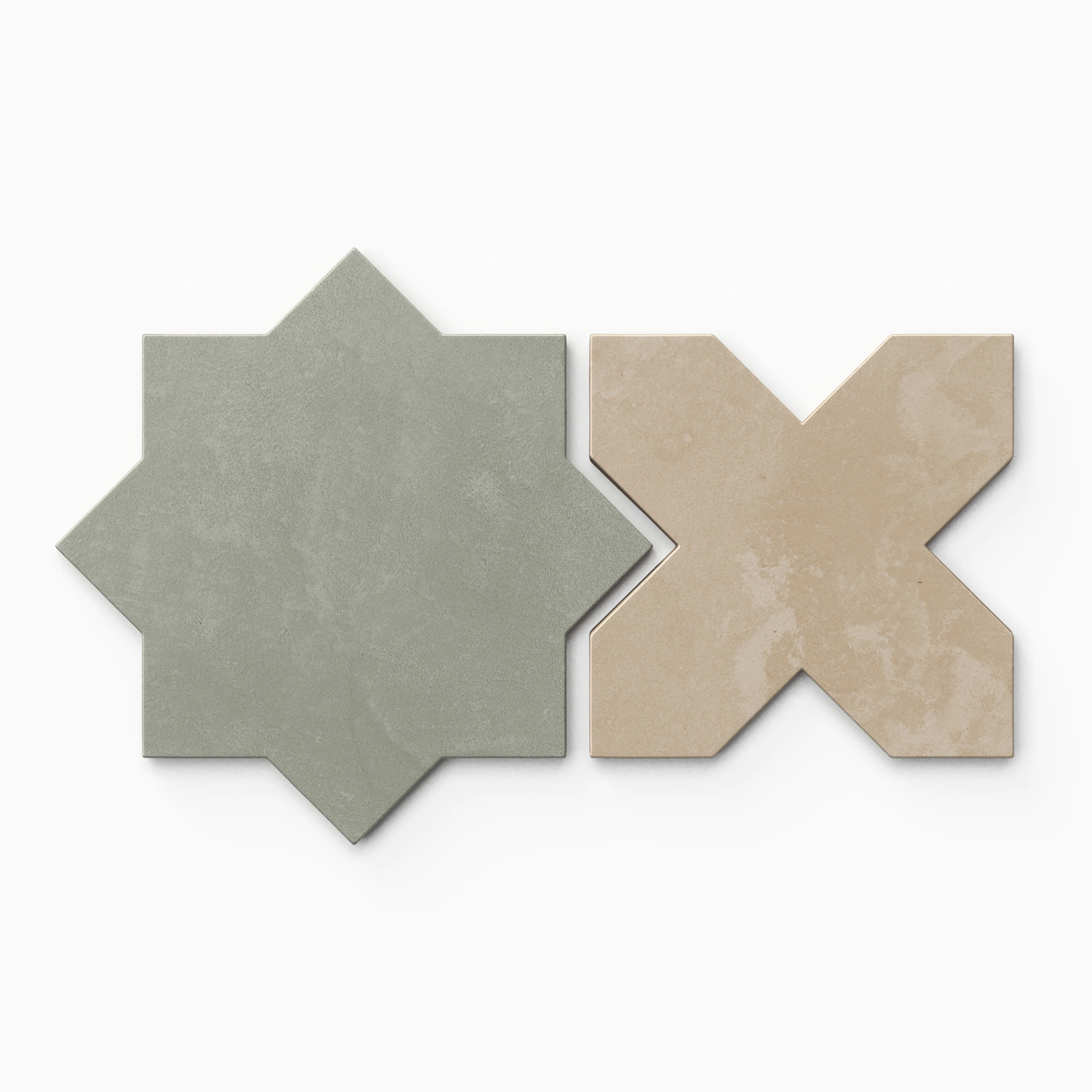 Isabel 11x11 Matte Porcelain Tile Star in Seasalt and Cross in Sand - Image 2