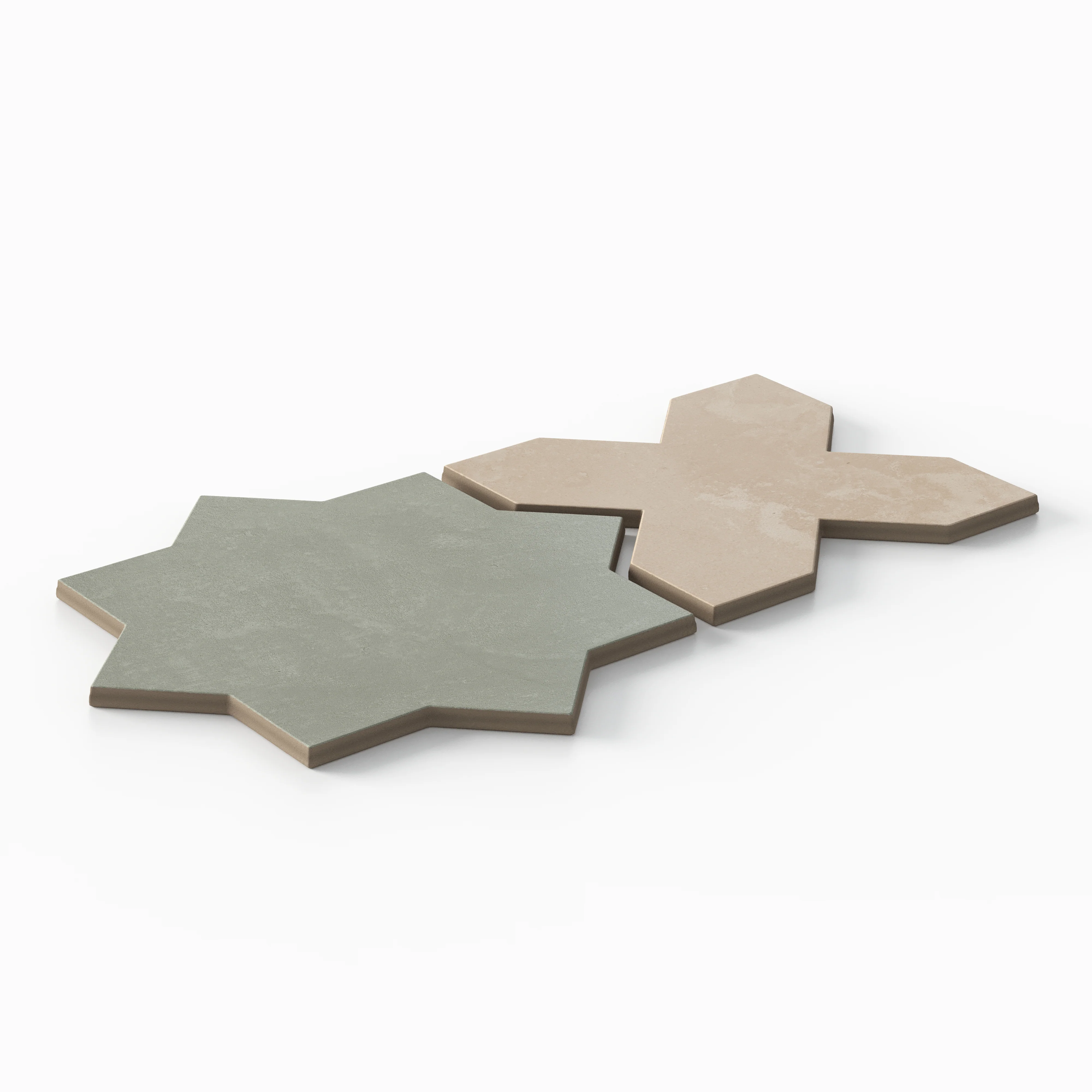 Isabel 11x11 Matte Porcelain Tile Star in Seasalt and Cross in Sand - Image 3
