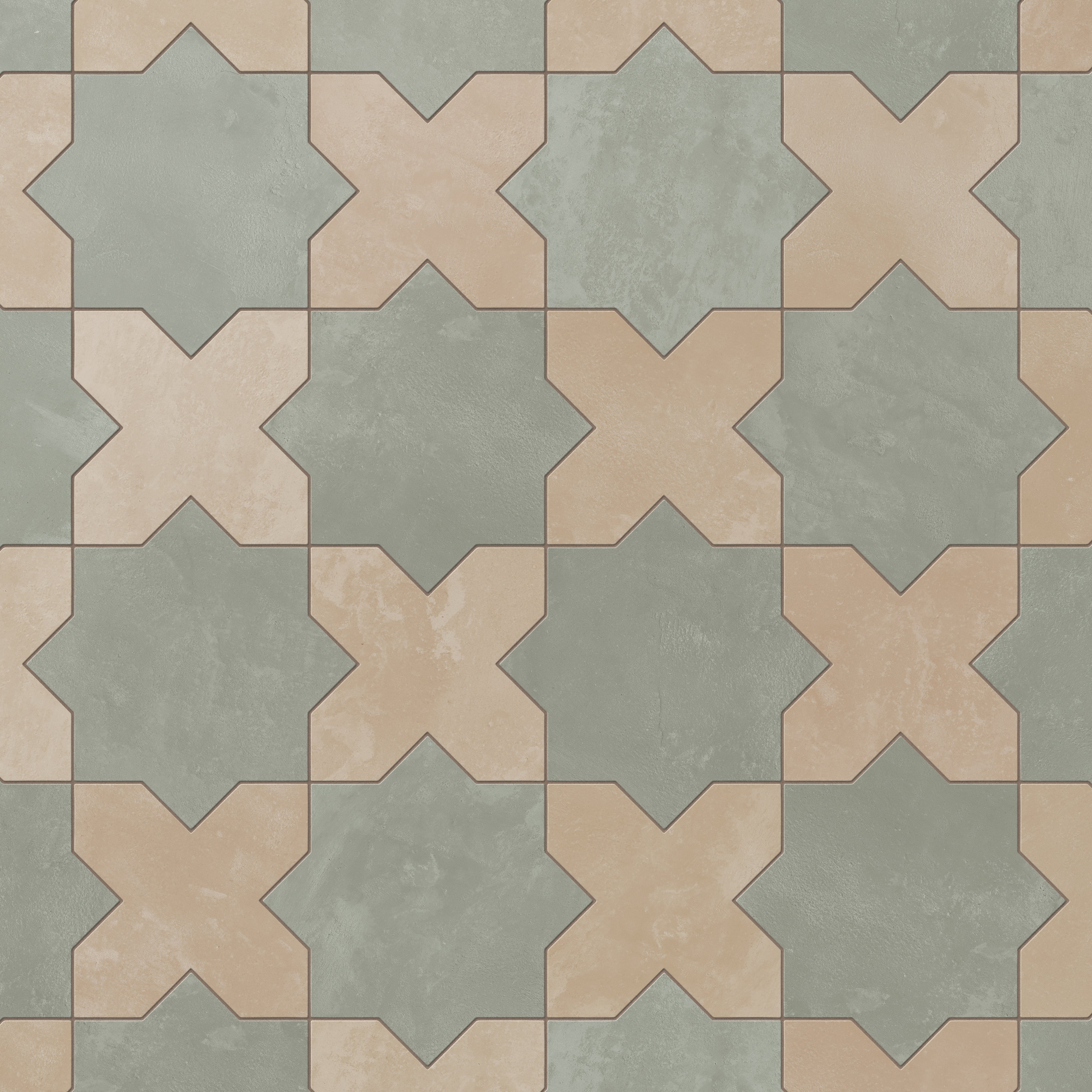 Isabel 11x11 Matte Porcelain Tile Star in Seasalt and Cross in Sand - Image 4