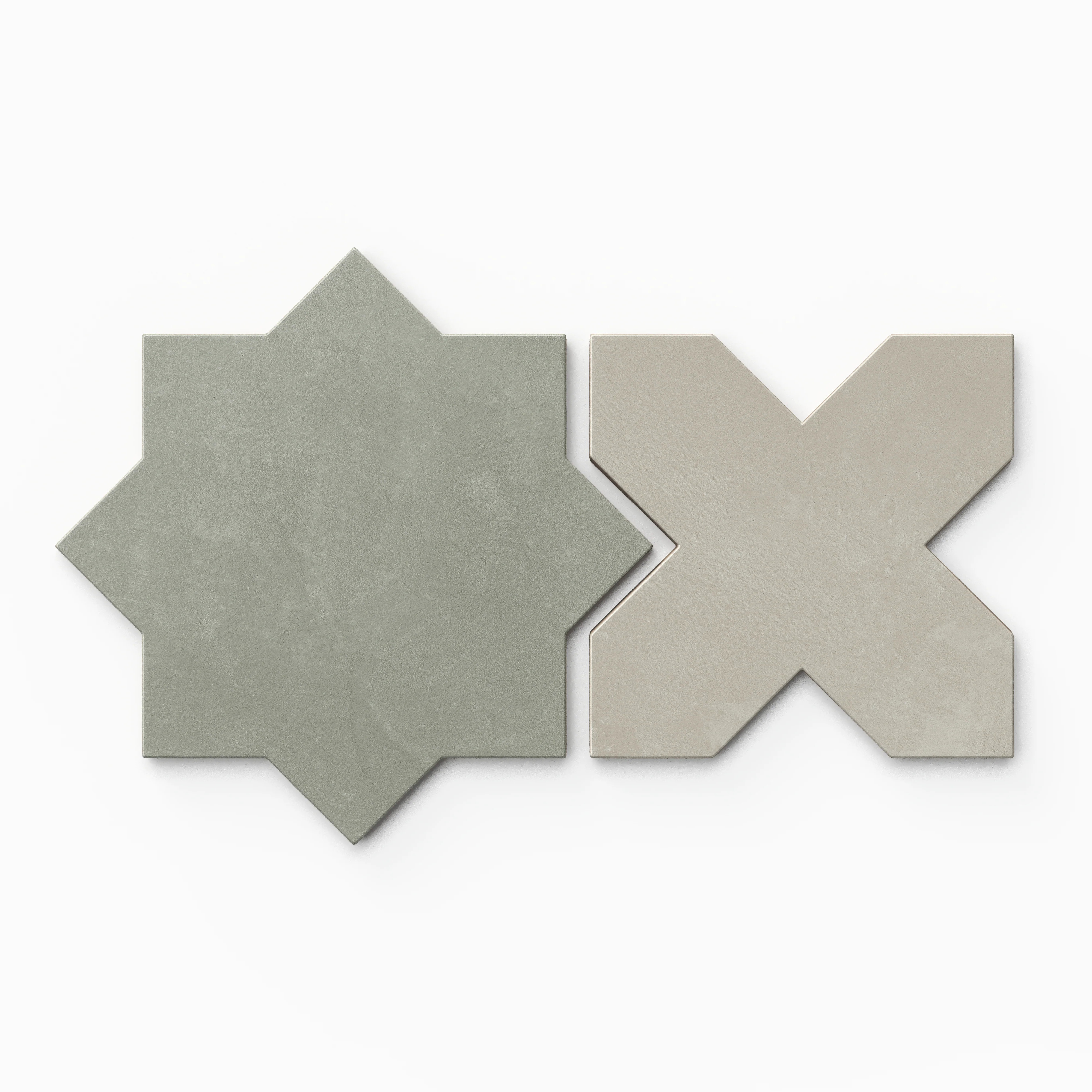 Isabel 11x11 Matte Porcelain Tile Star in Seasalt and Cross in Silverstone - Image 2