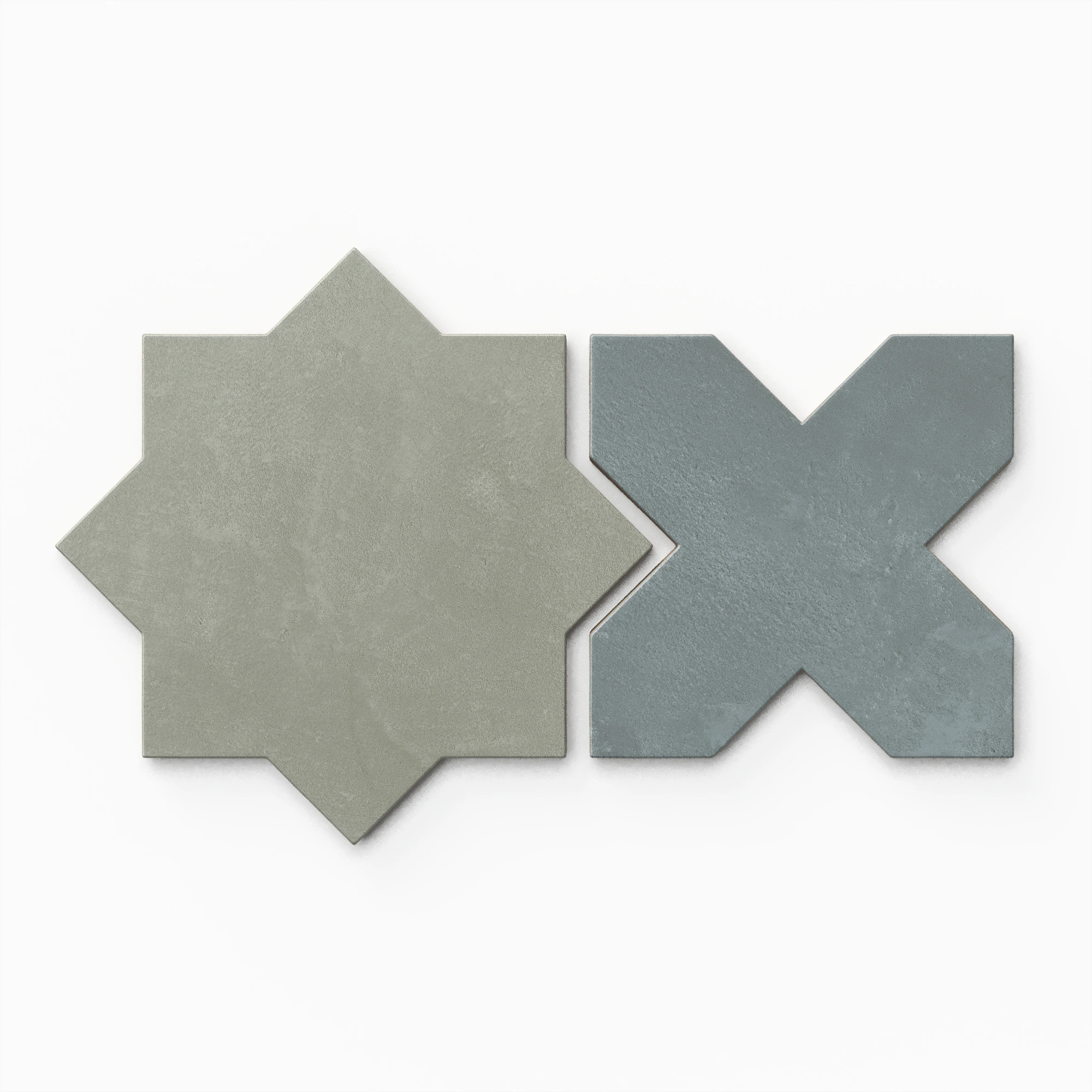 Isabel 11x11 Matte Porcelain Tile Star in Seasalt and Cross in Slate - Image 2
