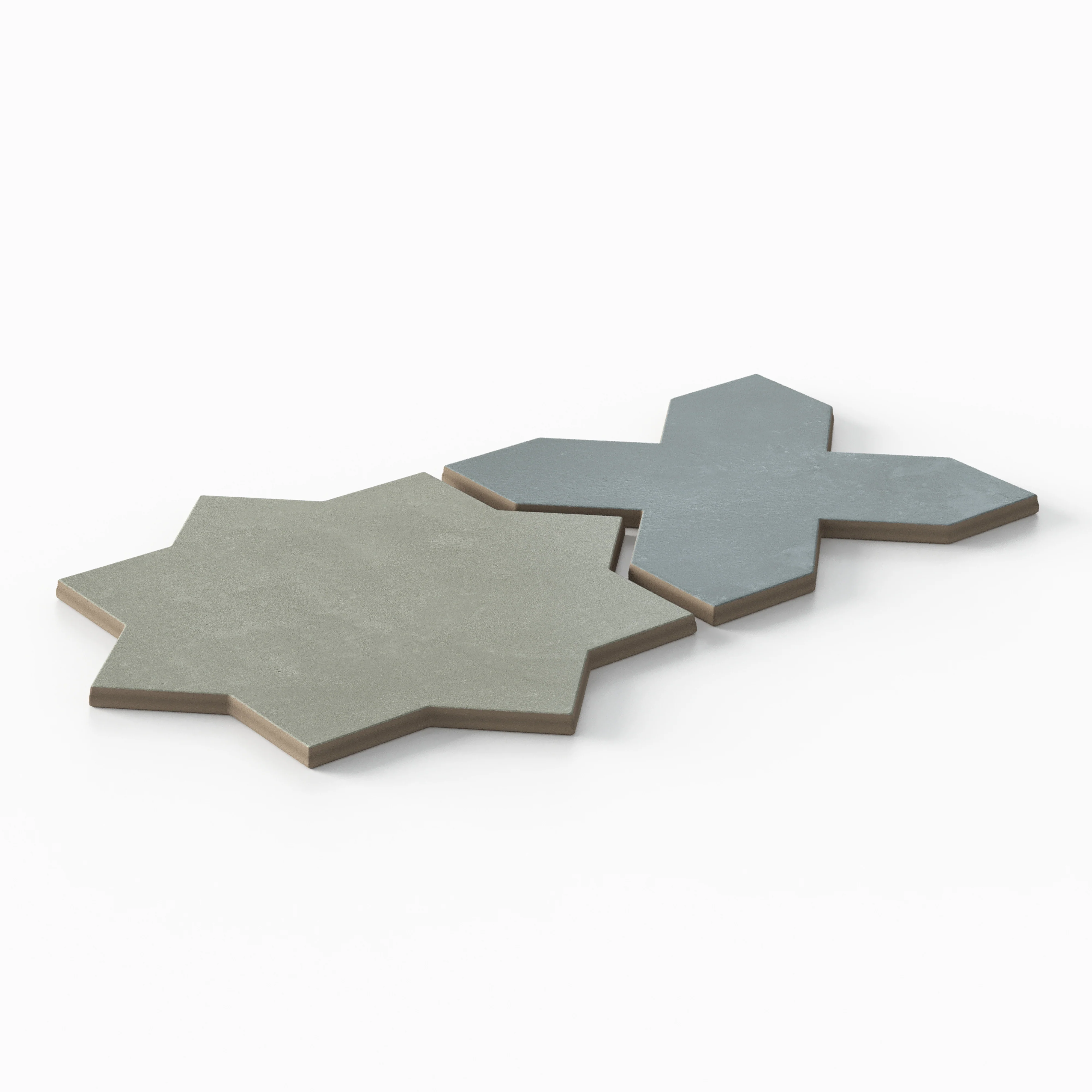 Isabel 11x11 Matte Porcelain Tile Star in Seasalt and Cross in Slate - Image 3