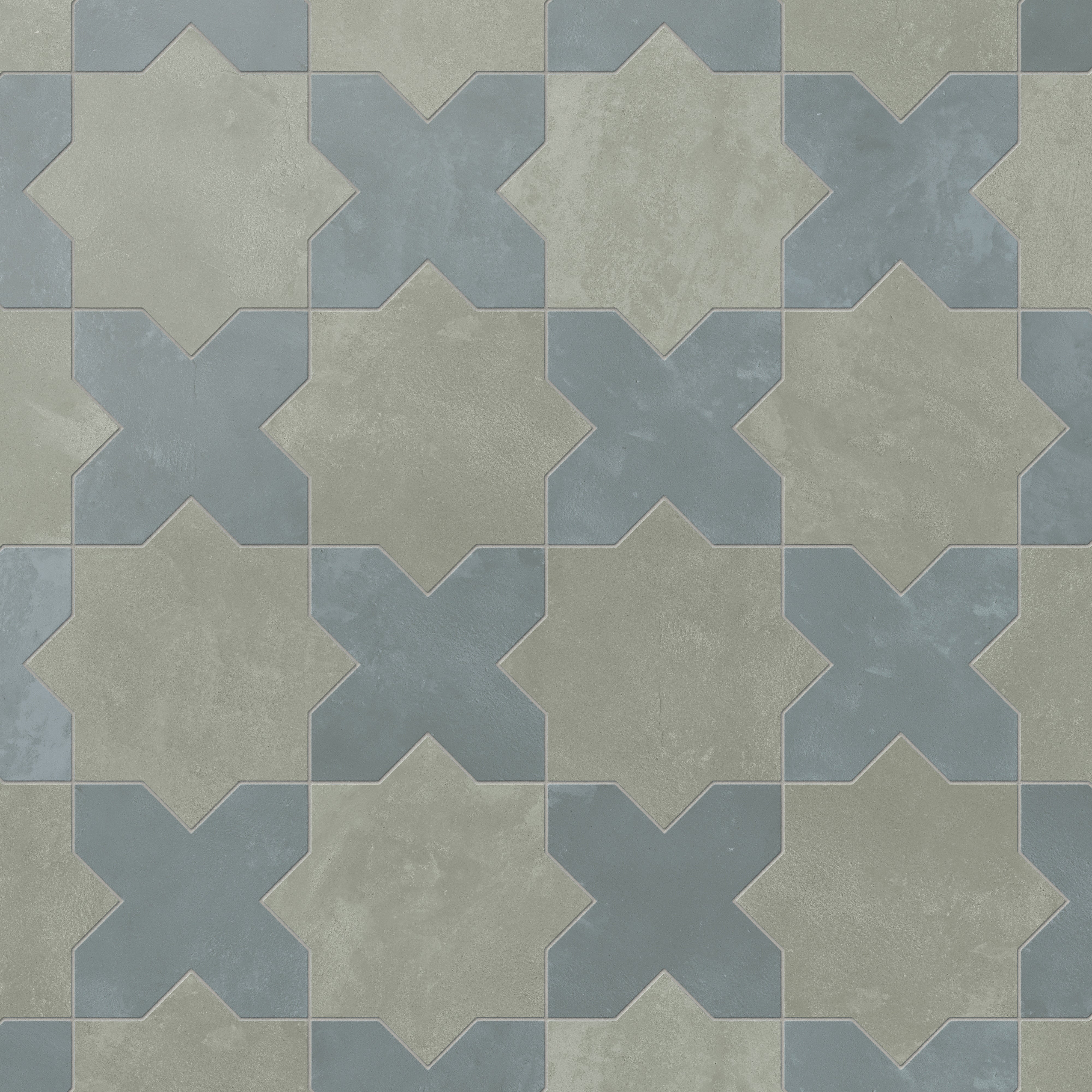Isabel 11x11 Matte Porcelain Tile Star in Seasalt and Cross in Slate - Image 4