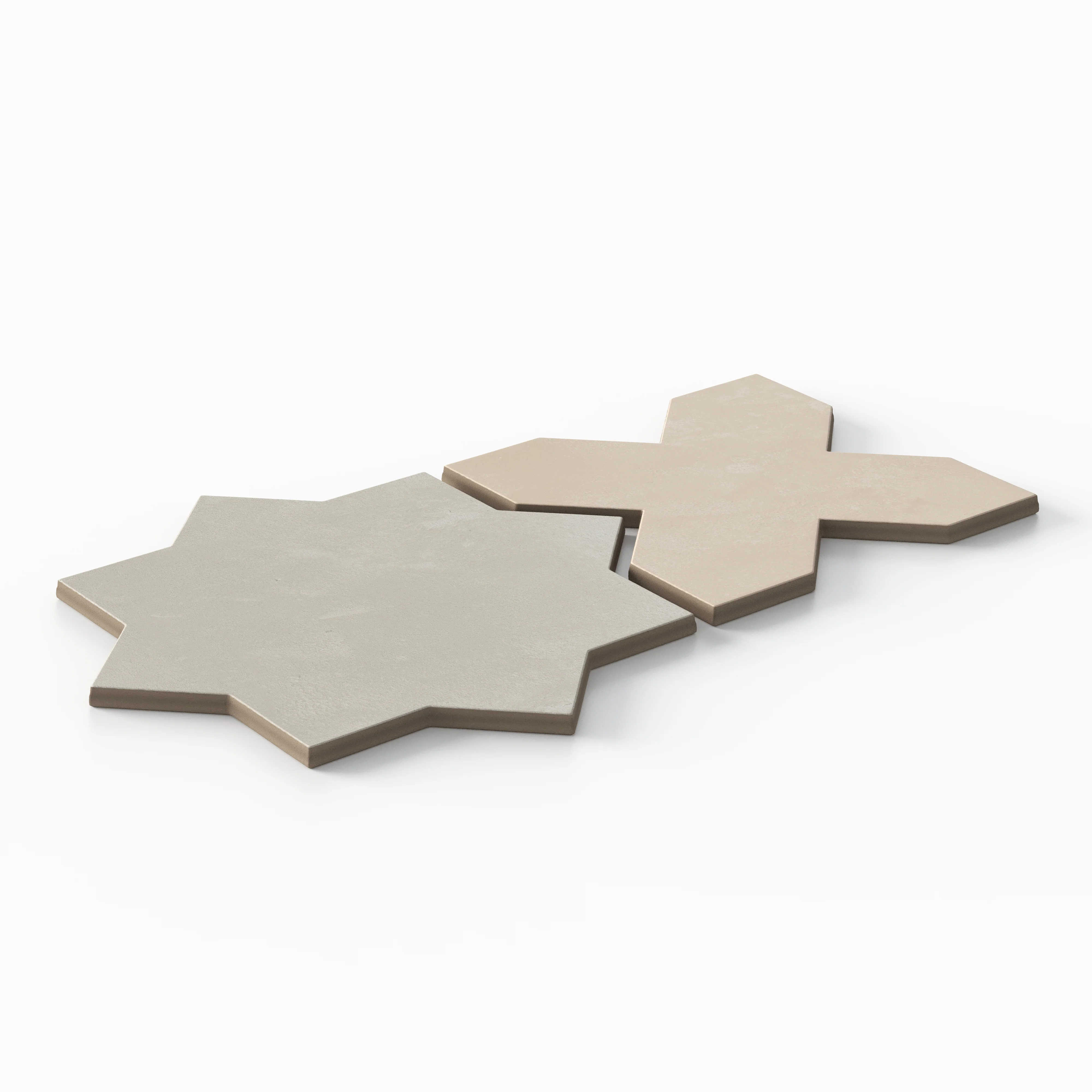 Isabel 11x11 Matte Porcelain Tile Star in Silverstone and Cross in Almond Mist - Image 3