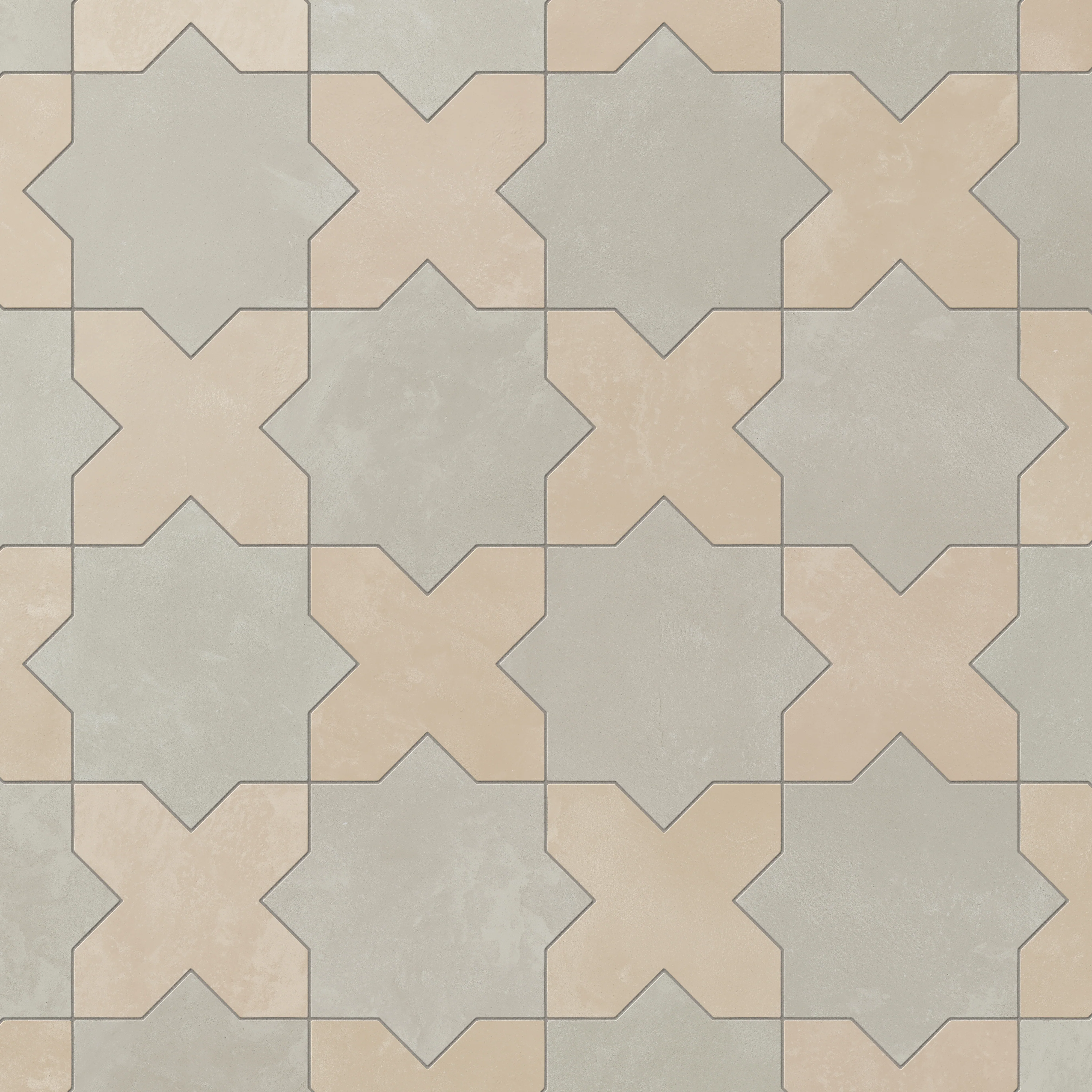 Isabel 11x11 Matte Porcelain Tile Star in Silverstone and Cross in Almond Mist - Image 4
