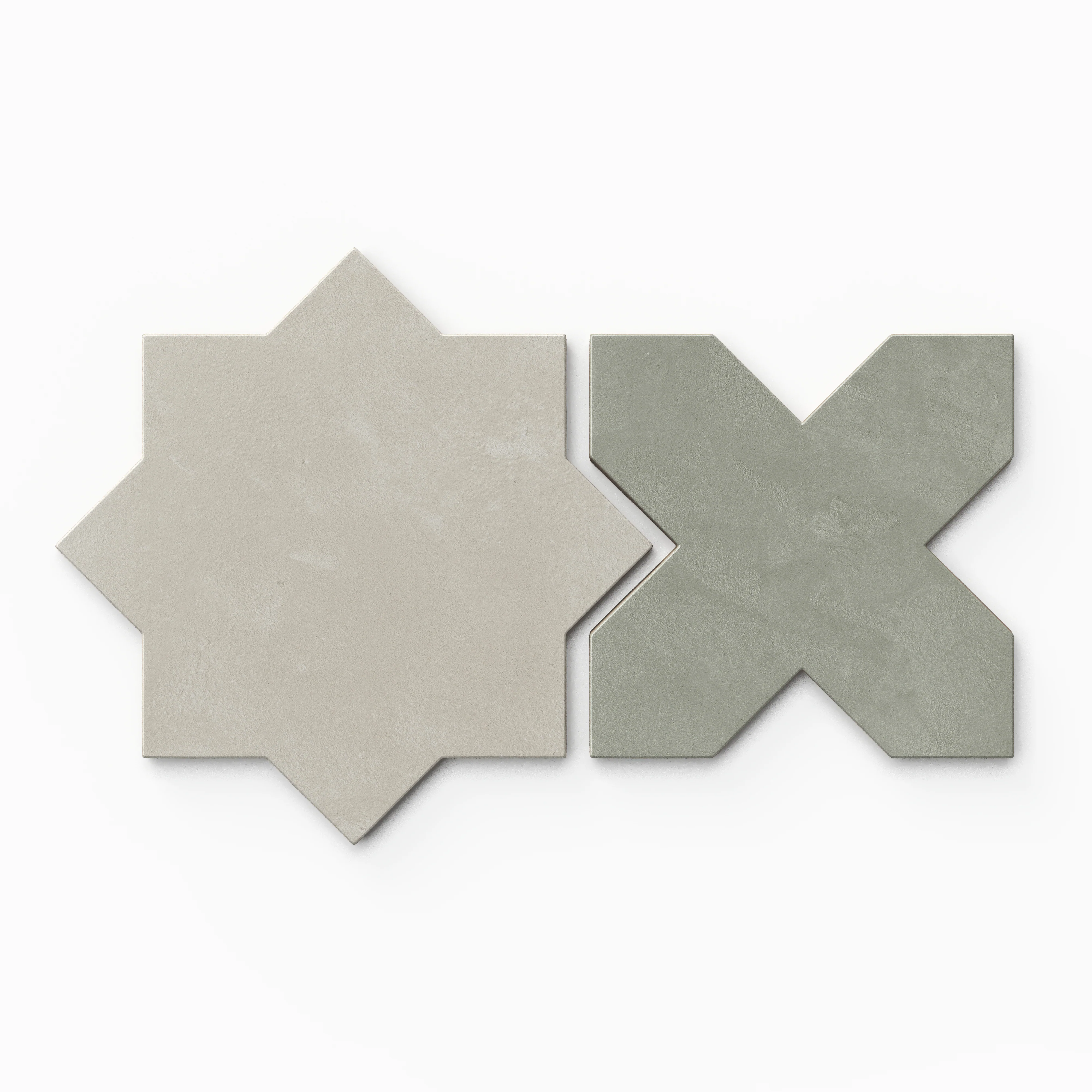 Isabel 11x11 Matte Porcelain Tile Star in Silverstone and Cross in Seasalt - Image 2