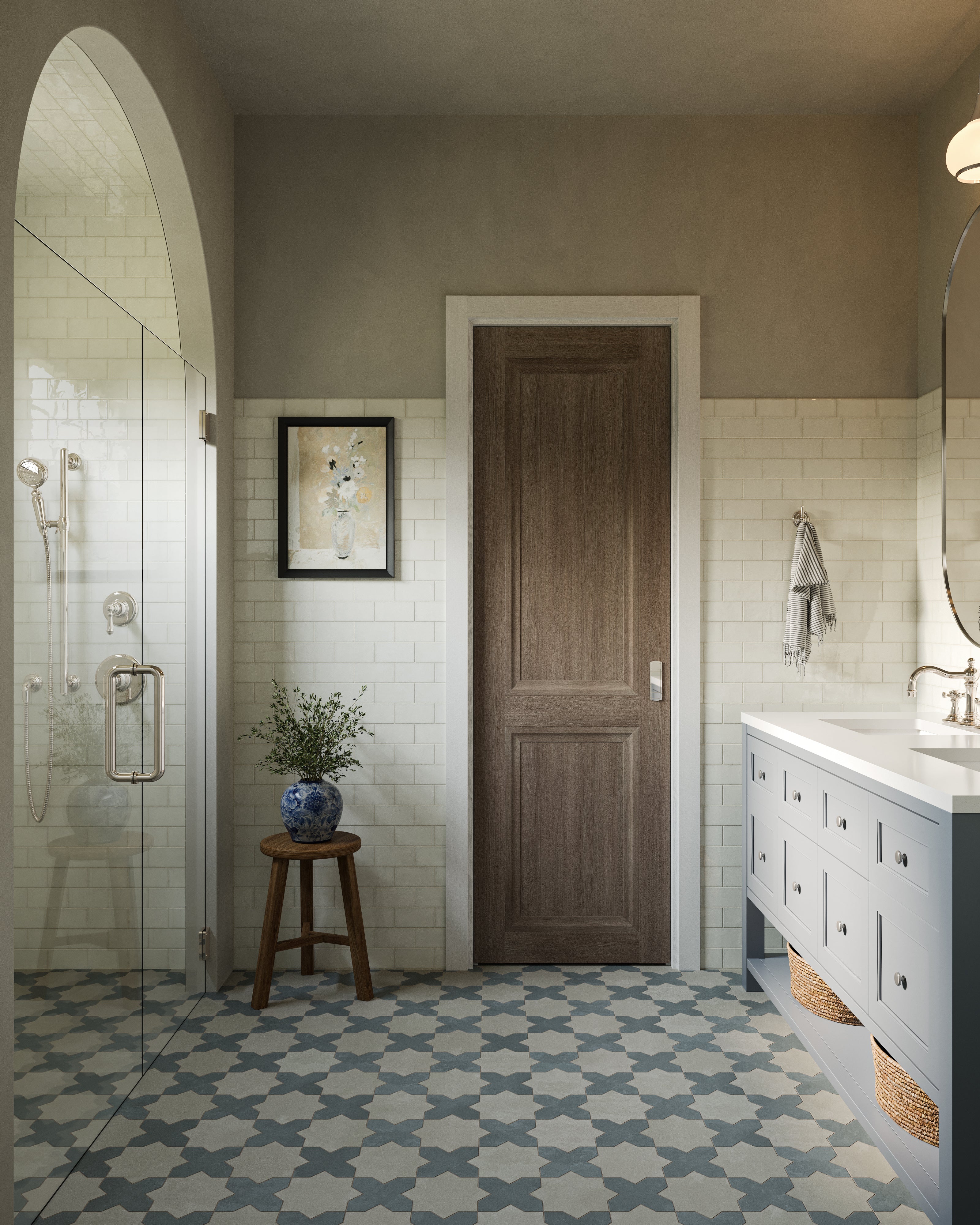 Isabel 11x11 Matte Porcelain Tile Star in Silverstone and Cross in Slate - Image 6