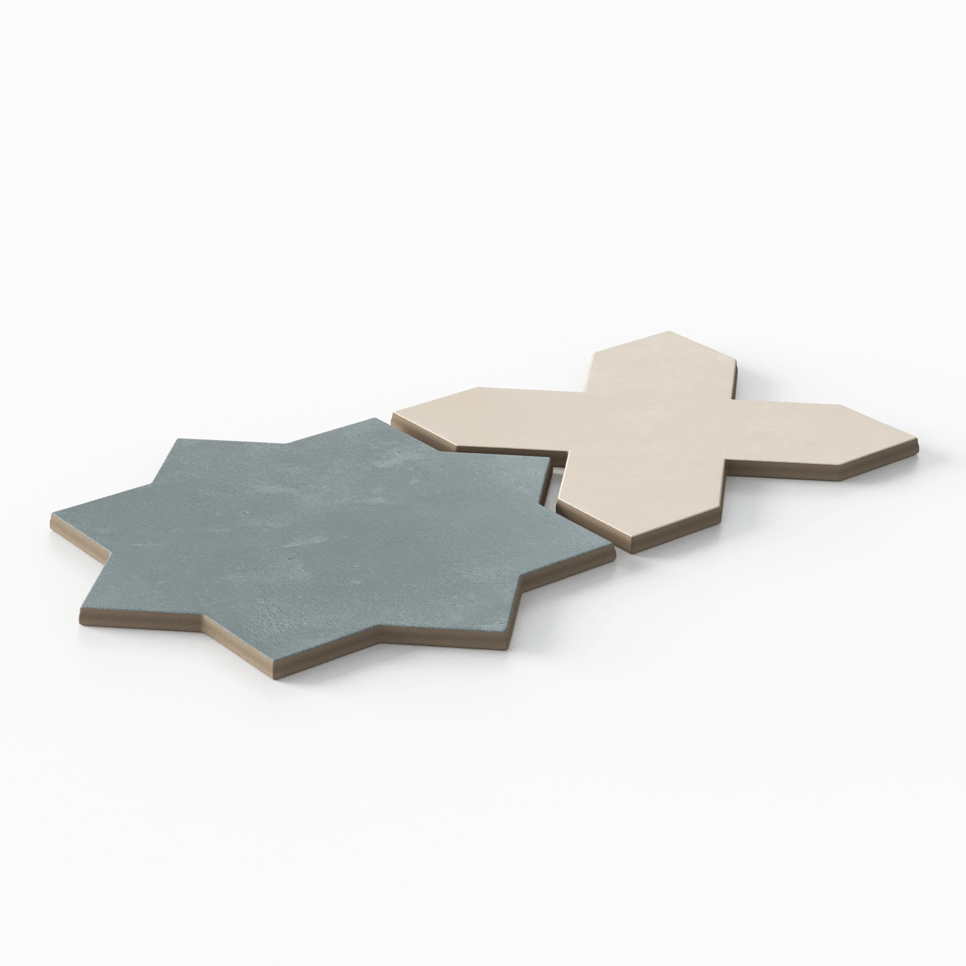 Isabel 11x11 Matte Porcelain Tile Star in Slate and Cross in Cream - Image 3