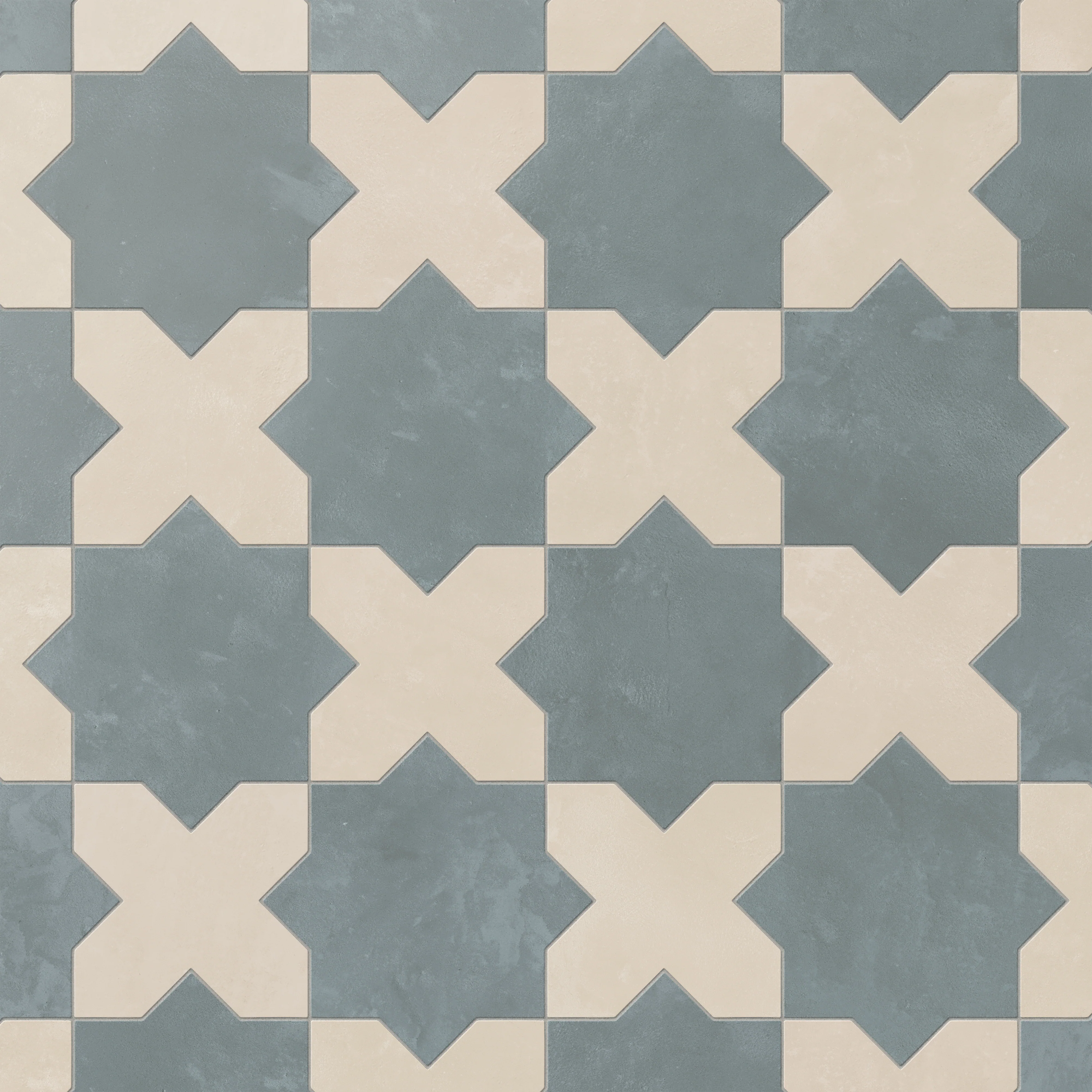 Isabel 11x11 Matte Porcelain Tile Star in Slate and Cross in Cream - Image 4