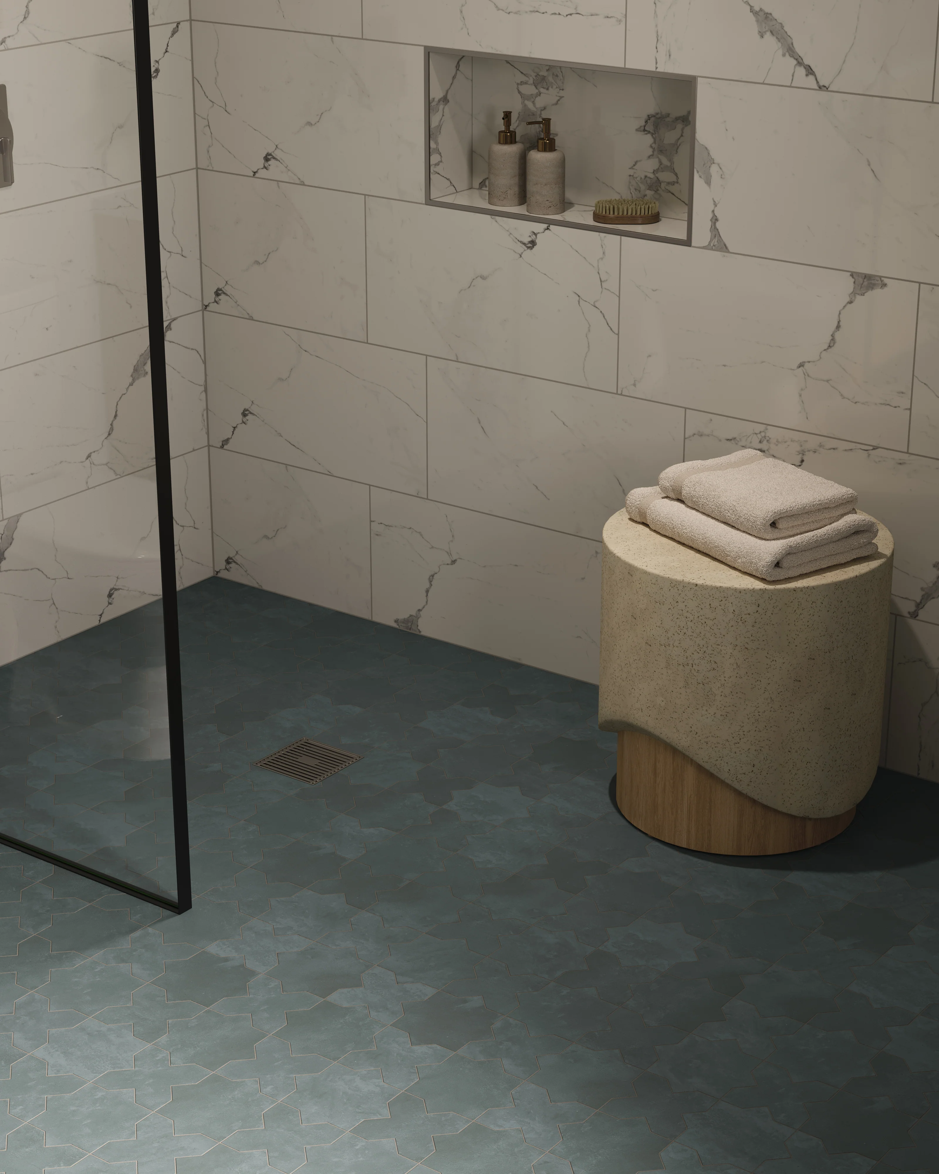 Isabel 11x11 Matte Porcelain Tile Star in Slate and Cross in Slate - Image 2