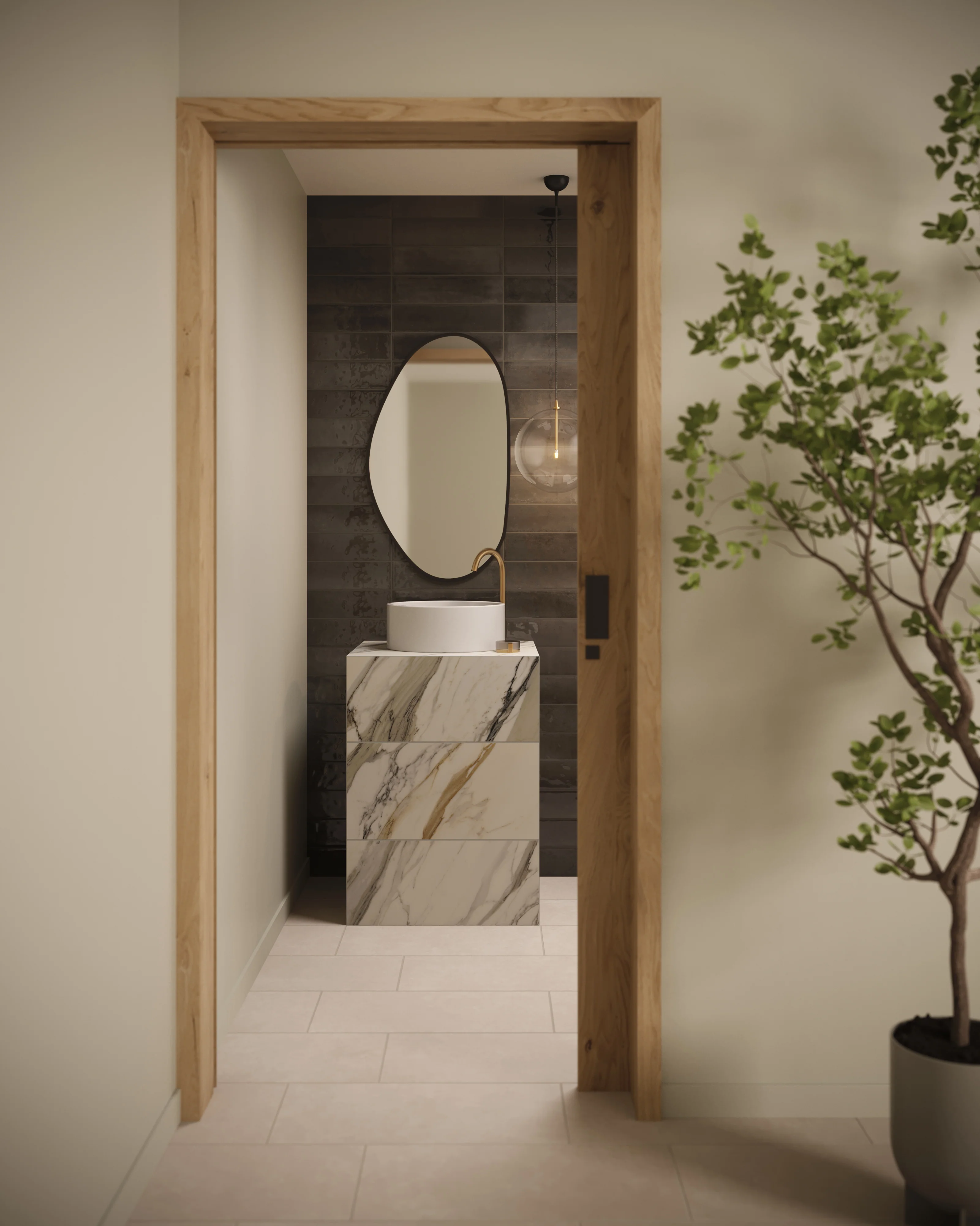Iverson Pendant in 8" Clear Glass & Burnished Brass - Image 7