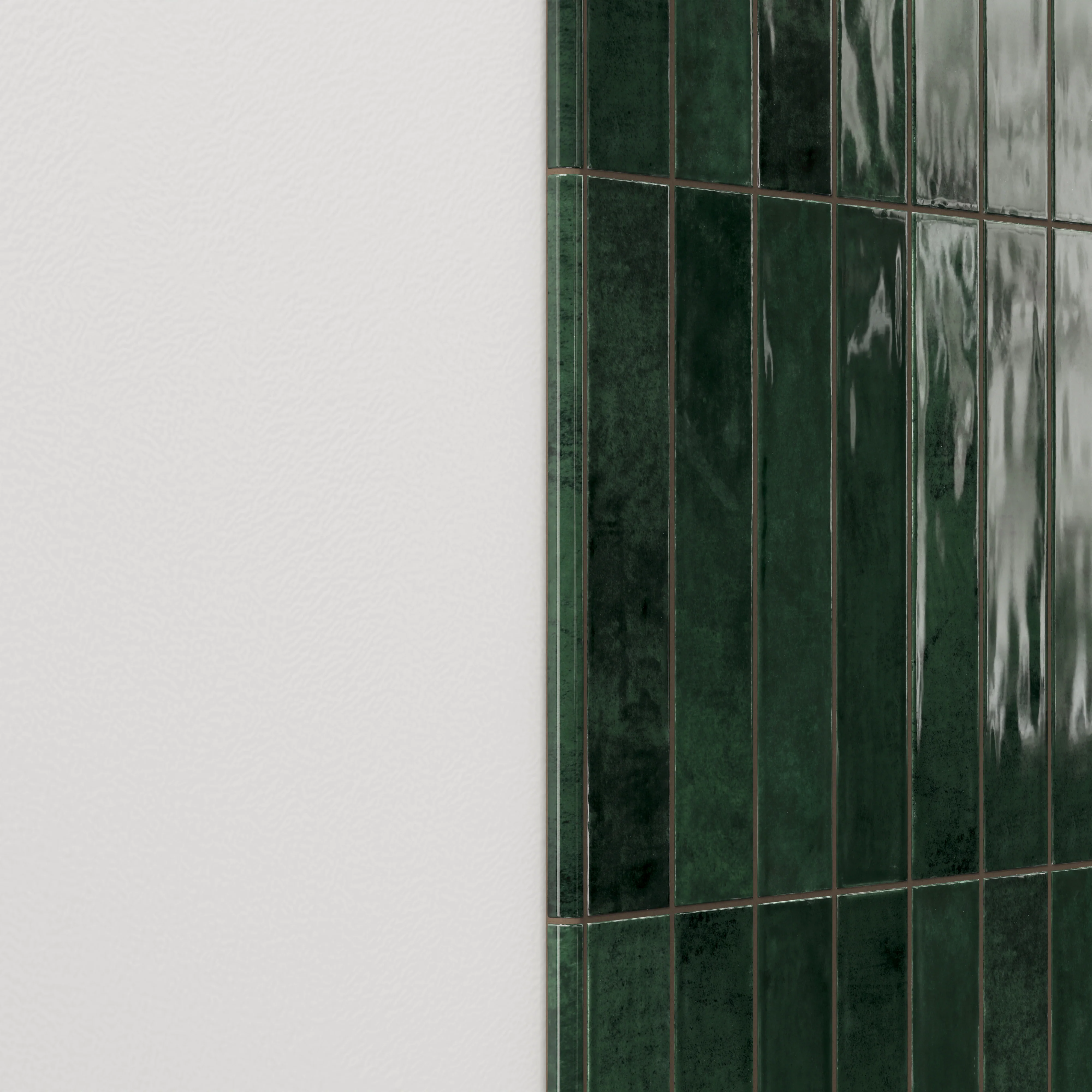 Jaden 0.75x16 Glossy Ceramic Bullnose Tile in Hunter - Image 4