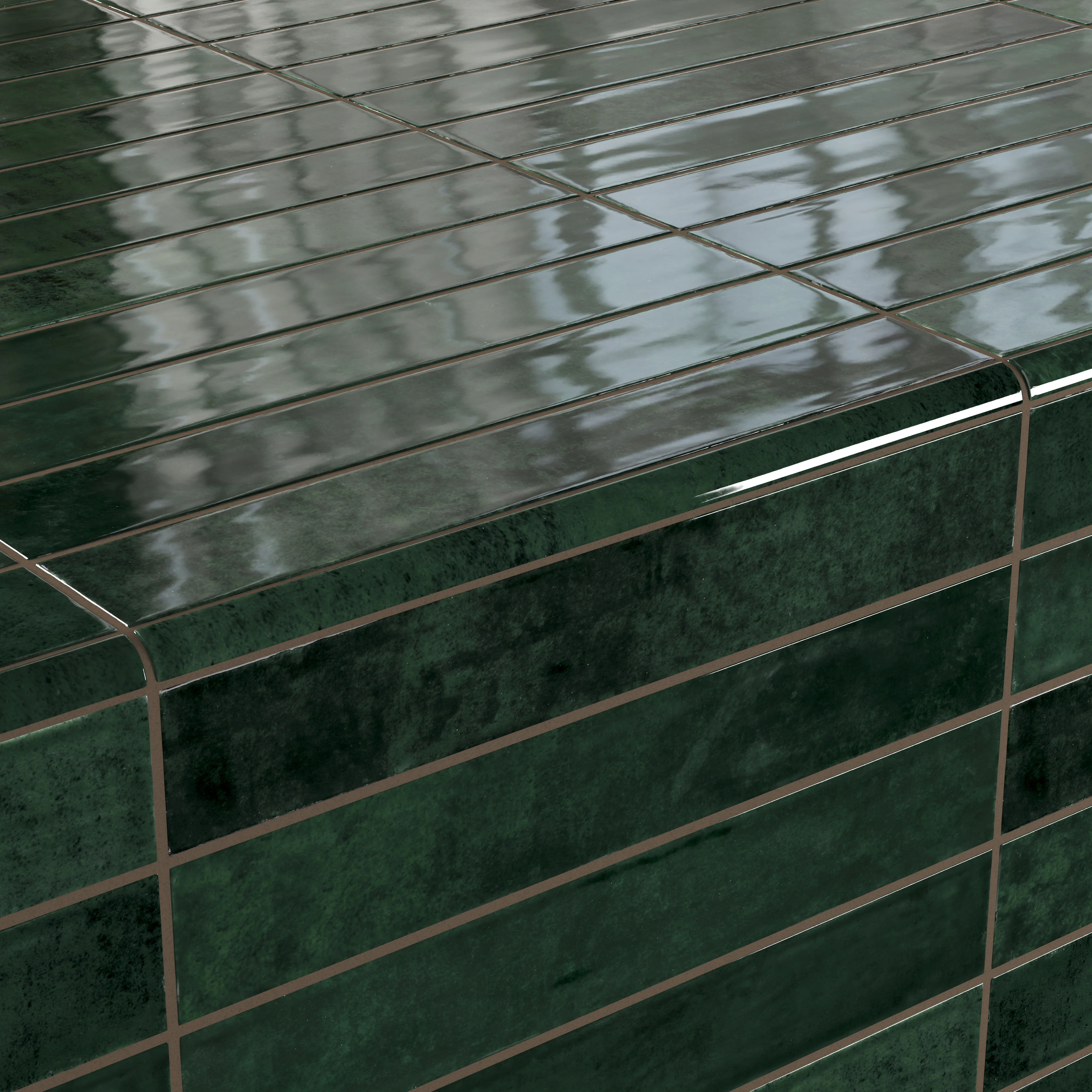 Jaden 0.75x16 Glossy Ceramic Bullnose Tile in Hunter - Image 5