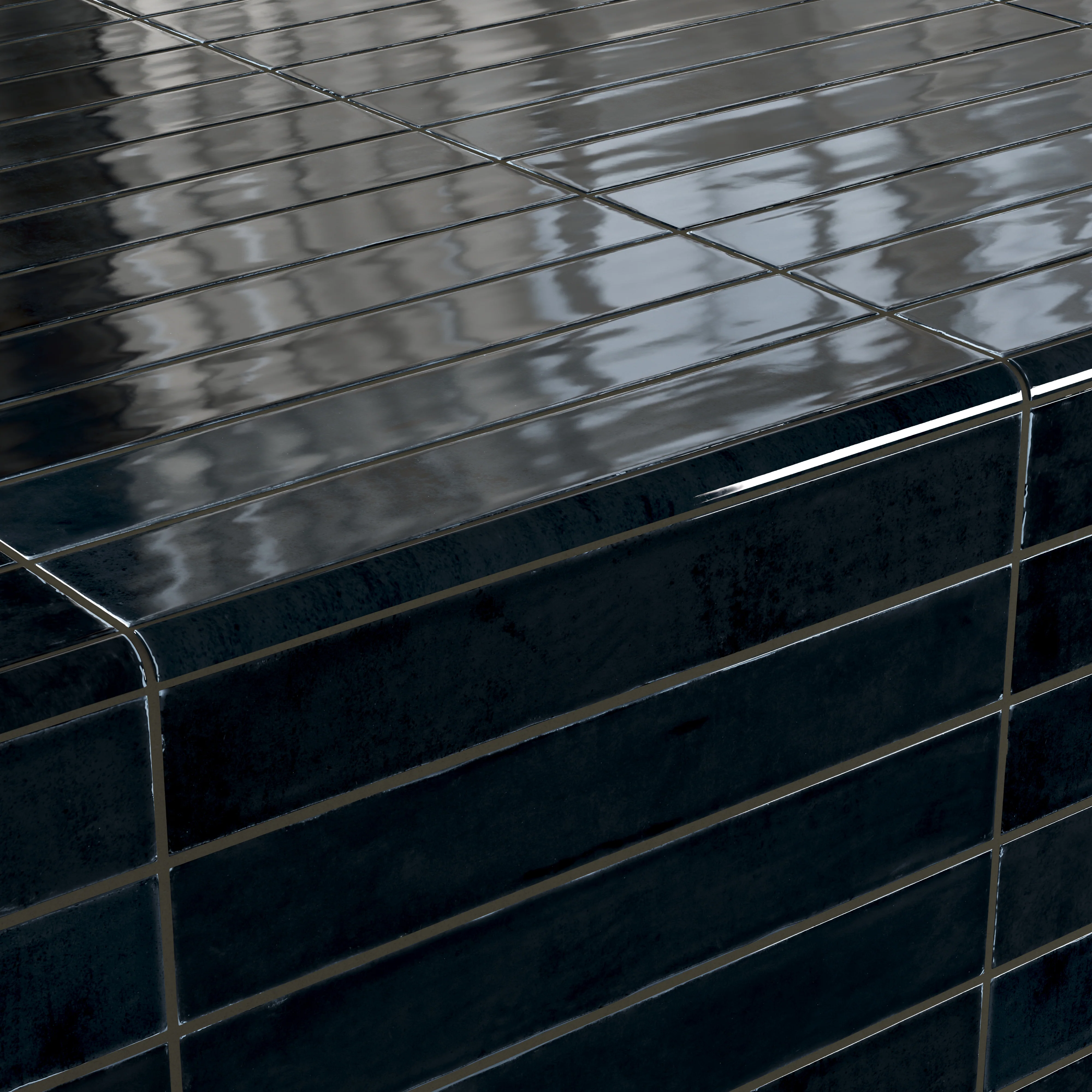 Jaden 0.75x16 Glossy Ceramic Bullnose Tile in Navy - Image 5