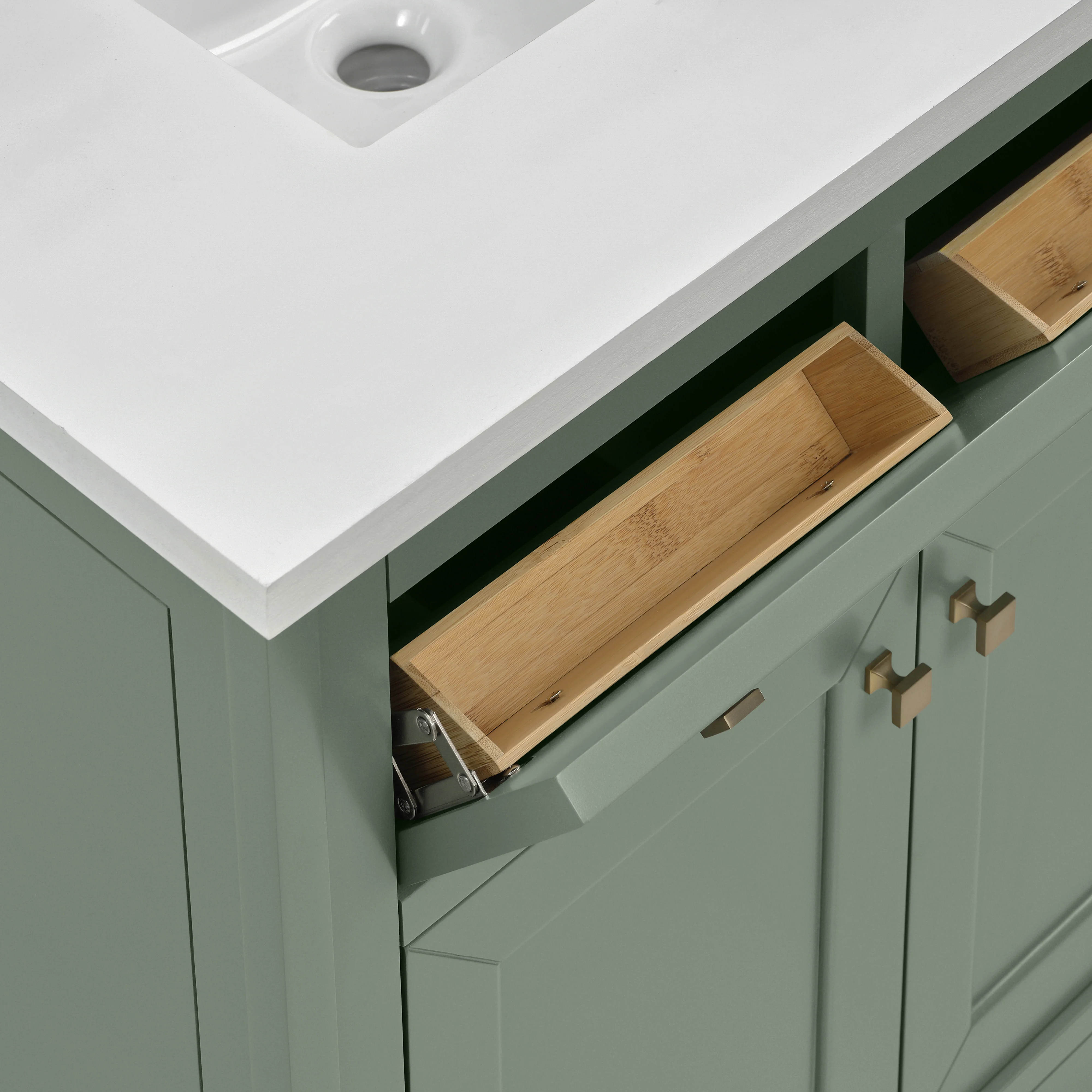 Janelle 30" Single Vanity in Smokey Celadon with 3 cm White Zeus Silestone Top - Image 9
