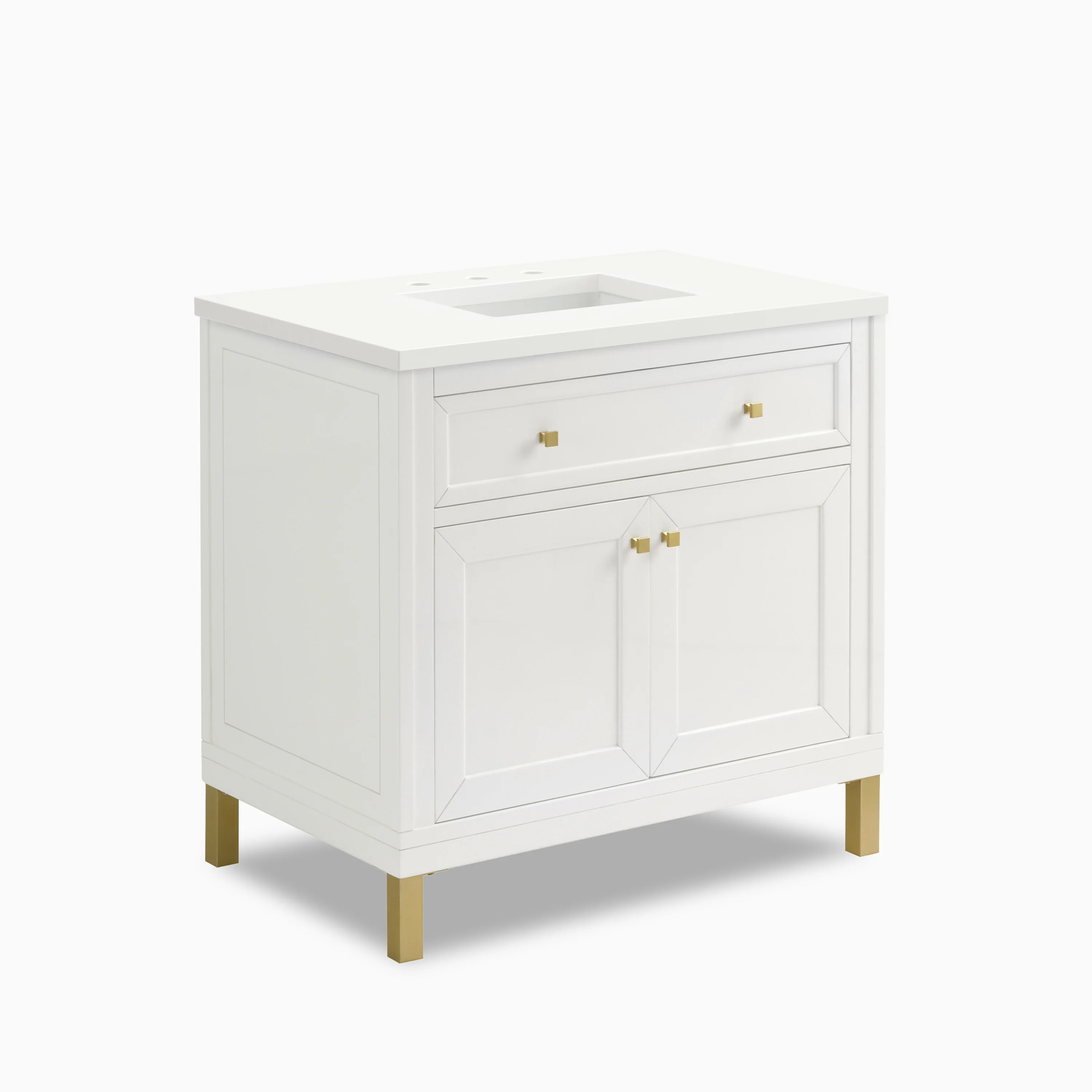 Janelle 36" Single Vanity in Glossy White with 3 cm White Zeus Silestone Top - Image 2