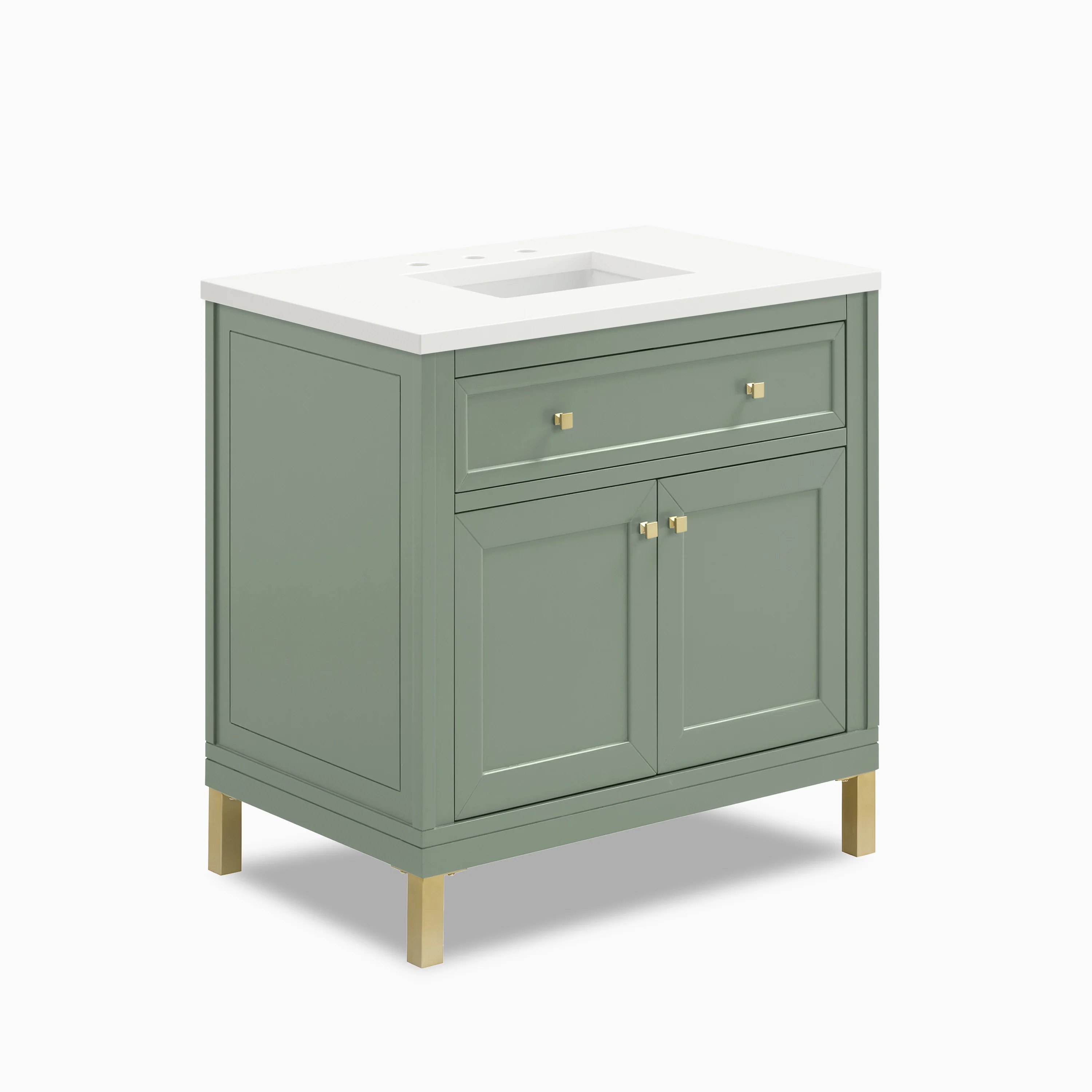 Janelle 36" Single Vanity in Smokey Celadon with 3 cm White Zeus Silestone Top - Image 3