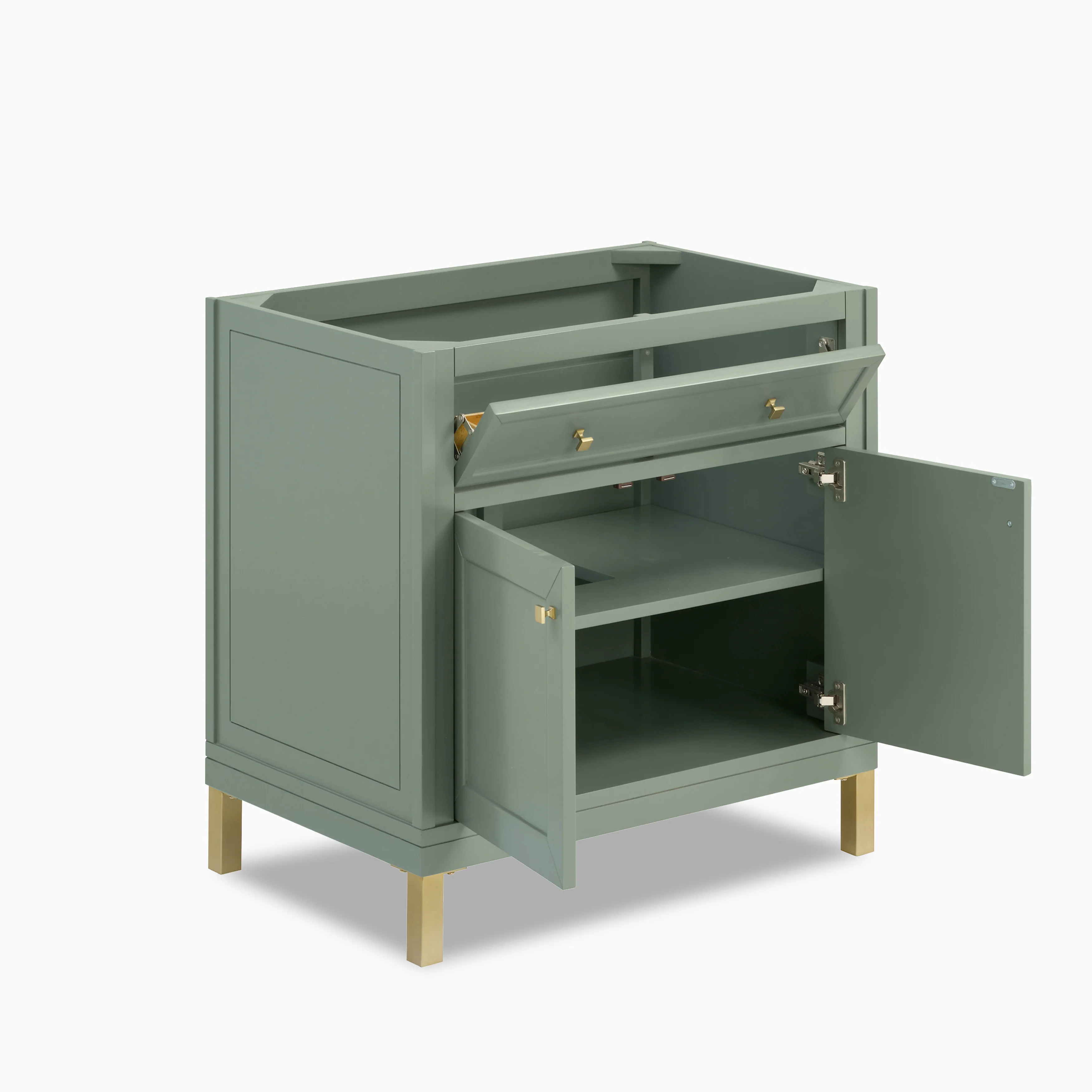 Janelle 36" Single Vanity in Smokey Celadon with 3 cm White Zeus Silestone Top - Image 4