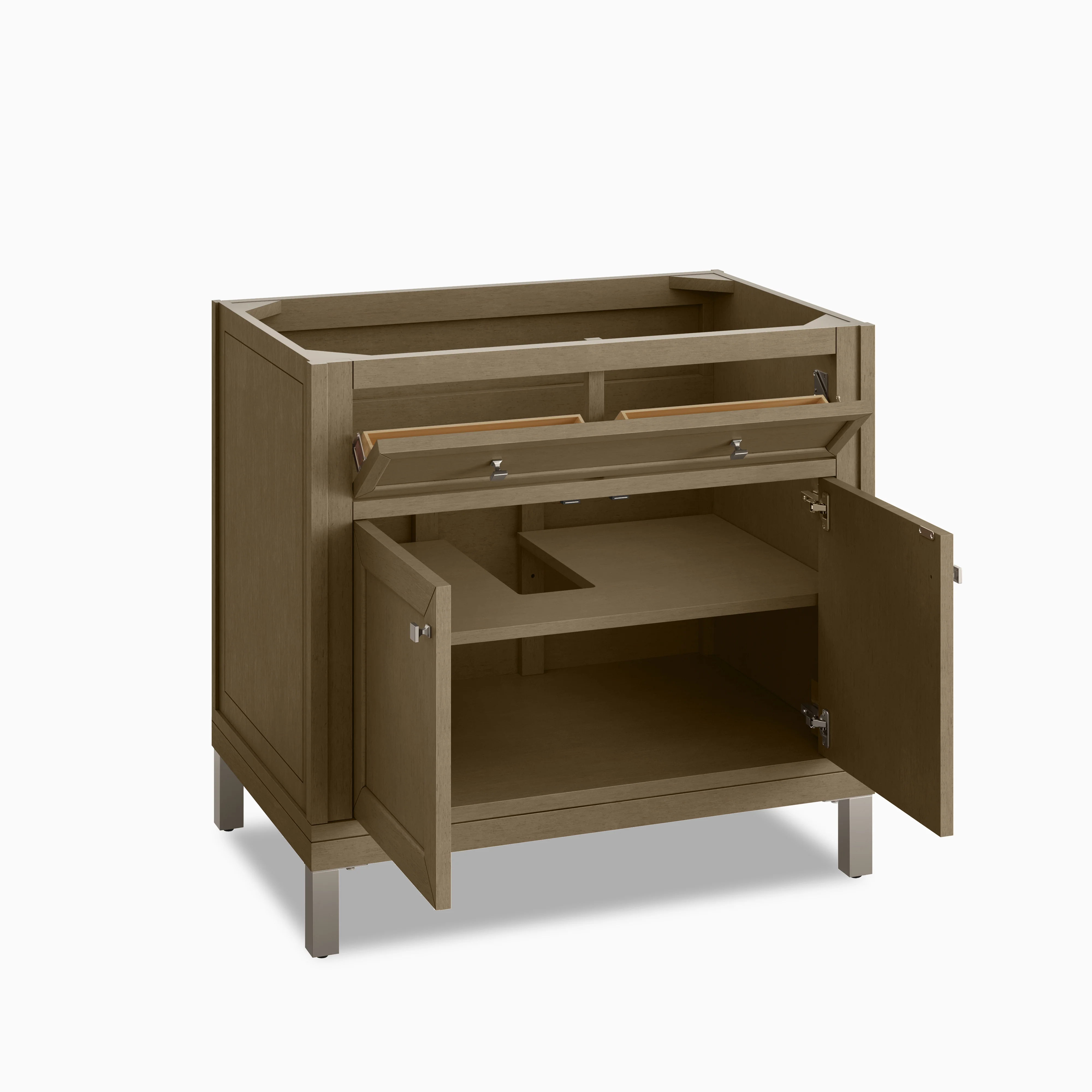 Janelle 36" Single Vanity in Walnut Whisper with 3 cm White Zeus Silestone Top - Image 3