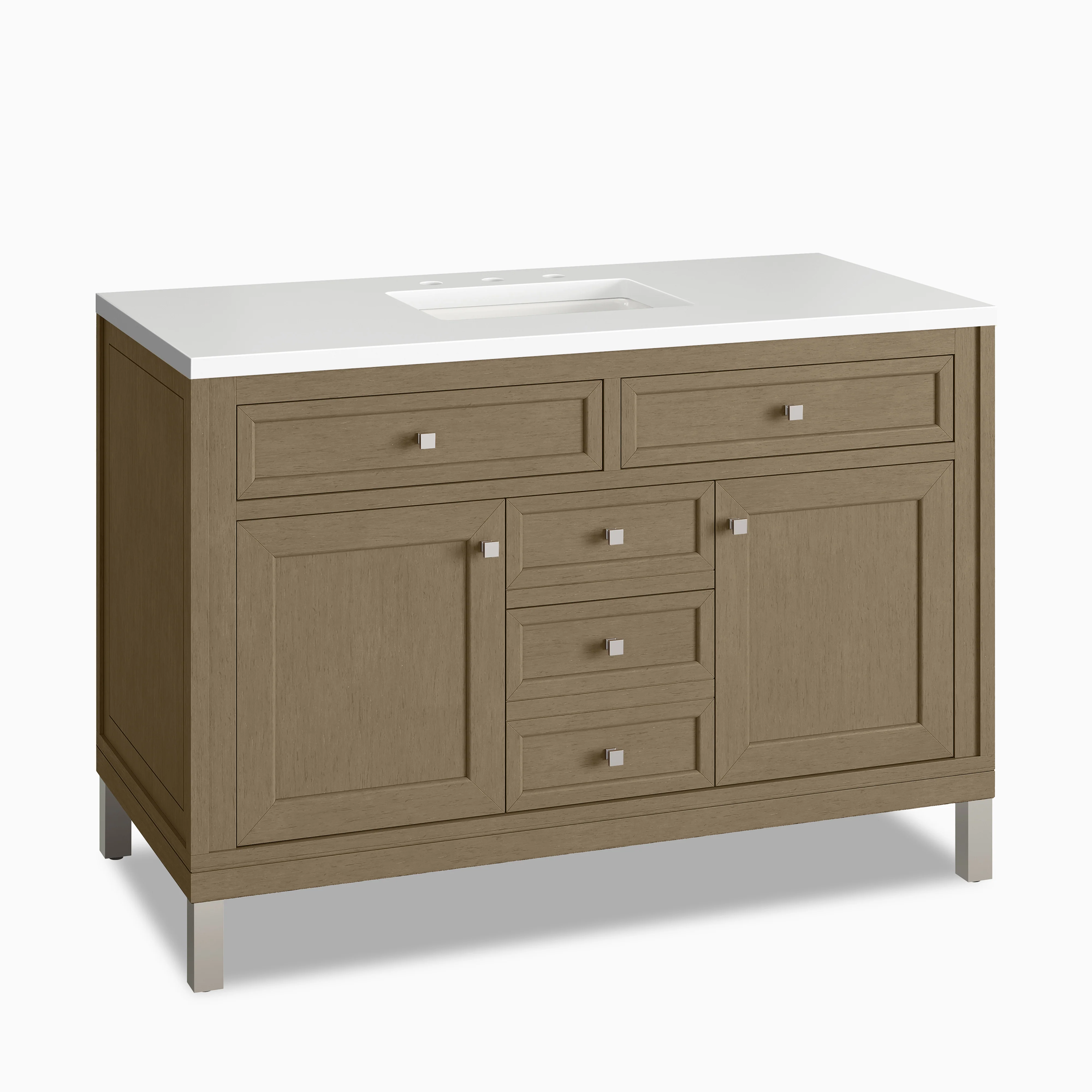 Janelle 48" Single Vanity in Walnut Whisper with 3 cm White Zeus Silestone Top - Image 2