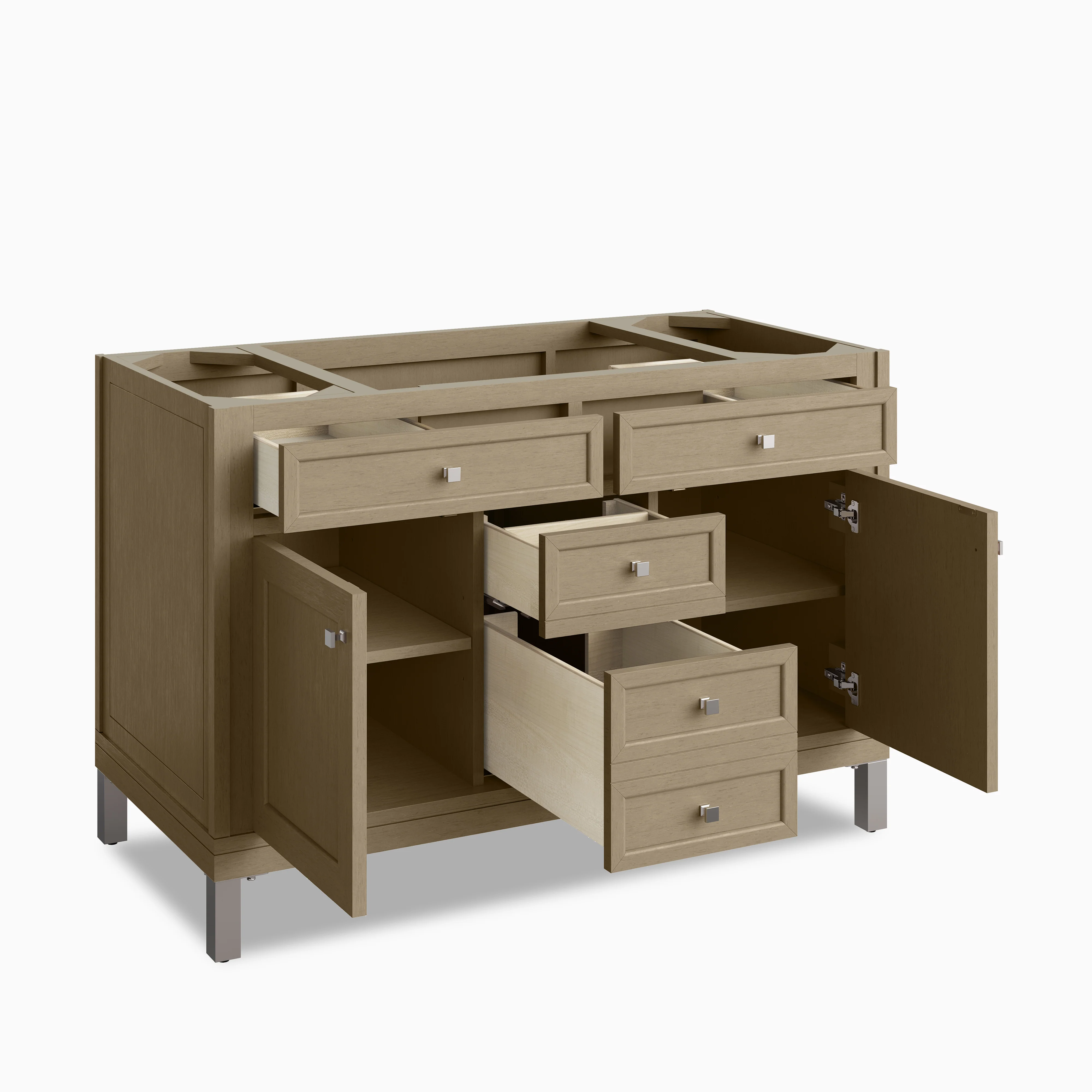 Janelle 48" Single Vanity in Walnut Whisper with 3 cm White Zeus Silestone Top - Image 3