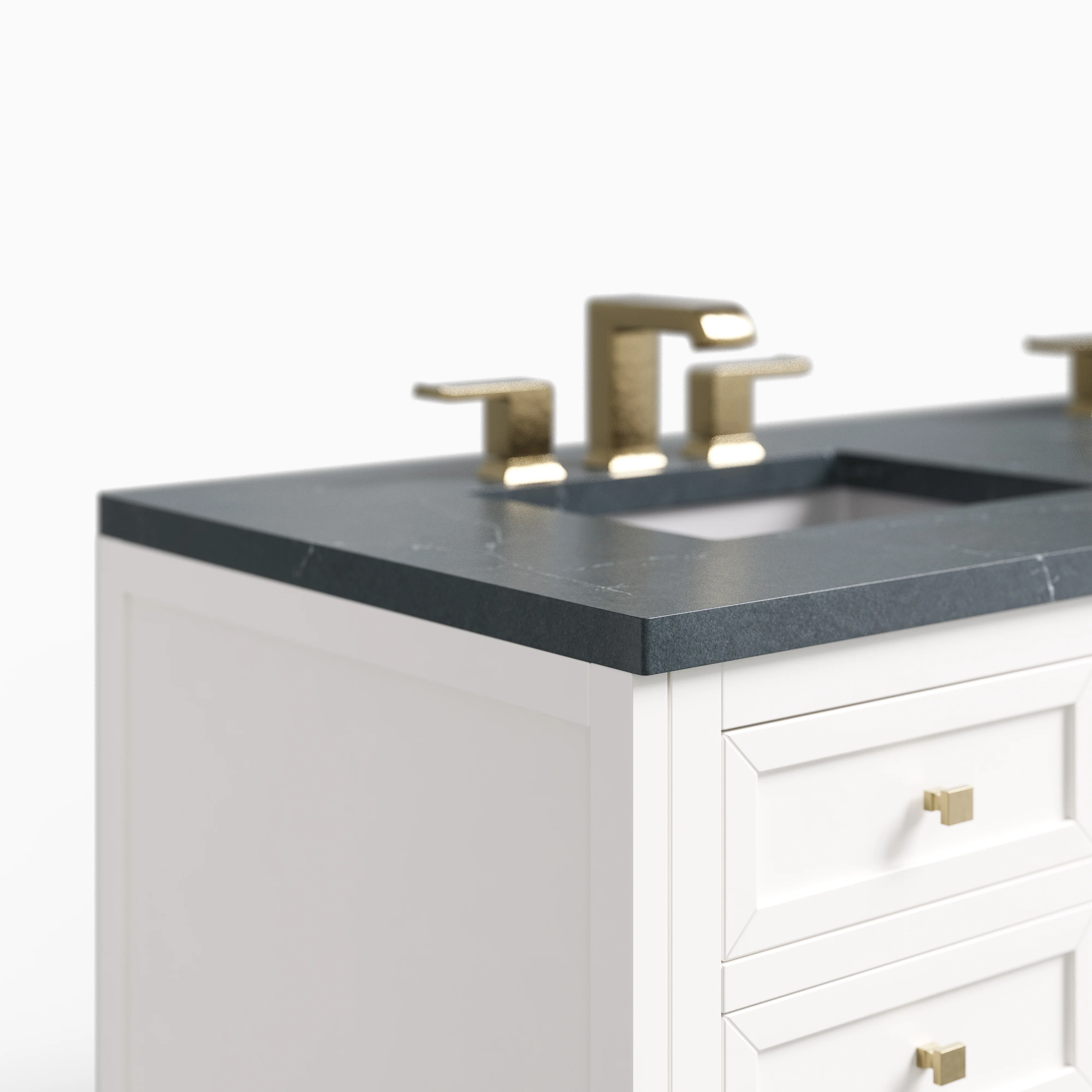 Janelle 60" Double Vanity in Glossy White with 3 cm Charcoal Soapstone Silestone Top - Image 4