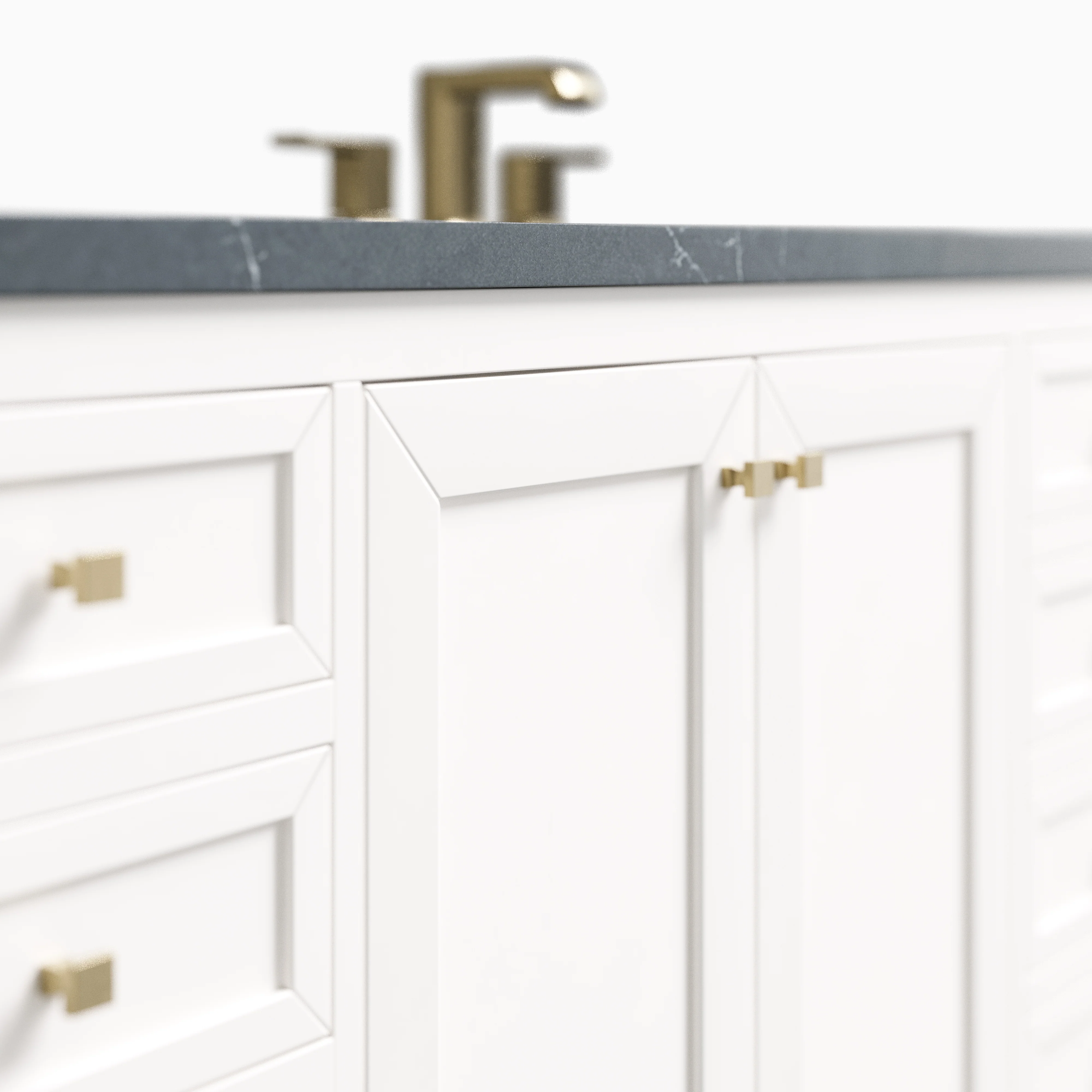 Janelle 60" Double Vanity in Glossy White with 3 cm Charcoal Soapstone Silestone Top - Image 5