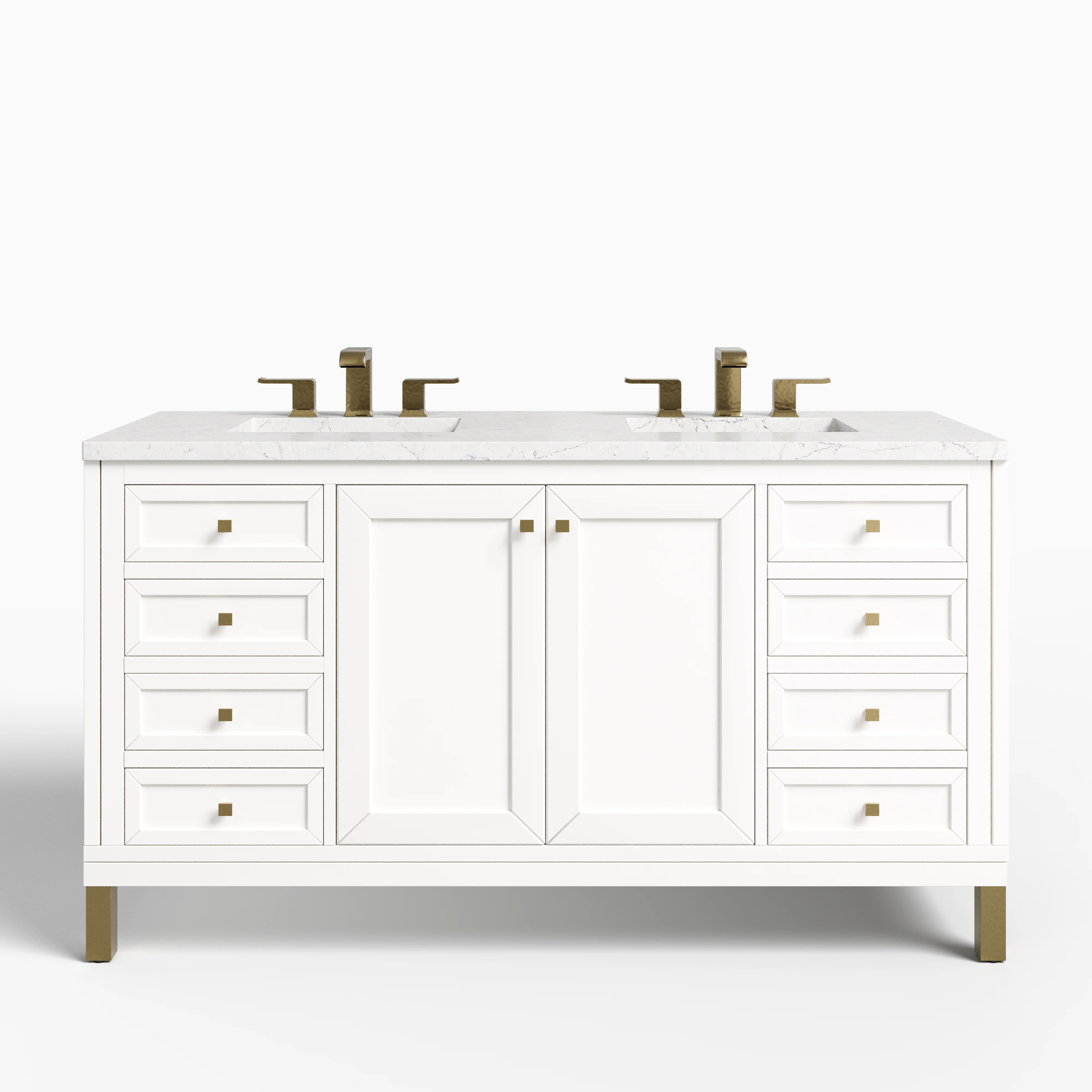 Janelle 60" Double Vanity in Glossy White with 3 cm Eternal Jasmine Pearl Silestone Top
