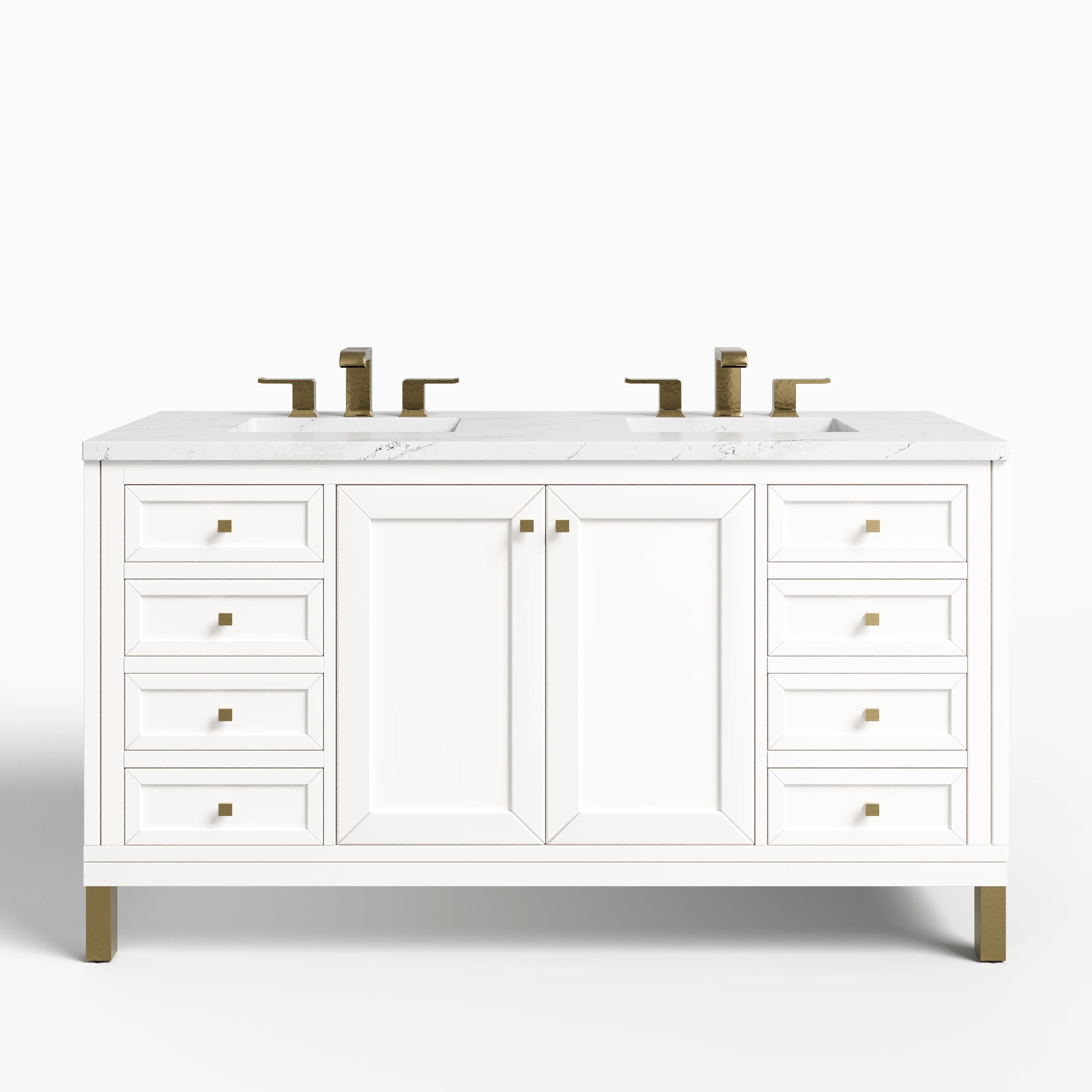 Janelle 60" Double Vanity in Glossy White with 3 cm Ethereal Noctis Silestone Top