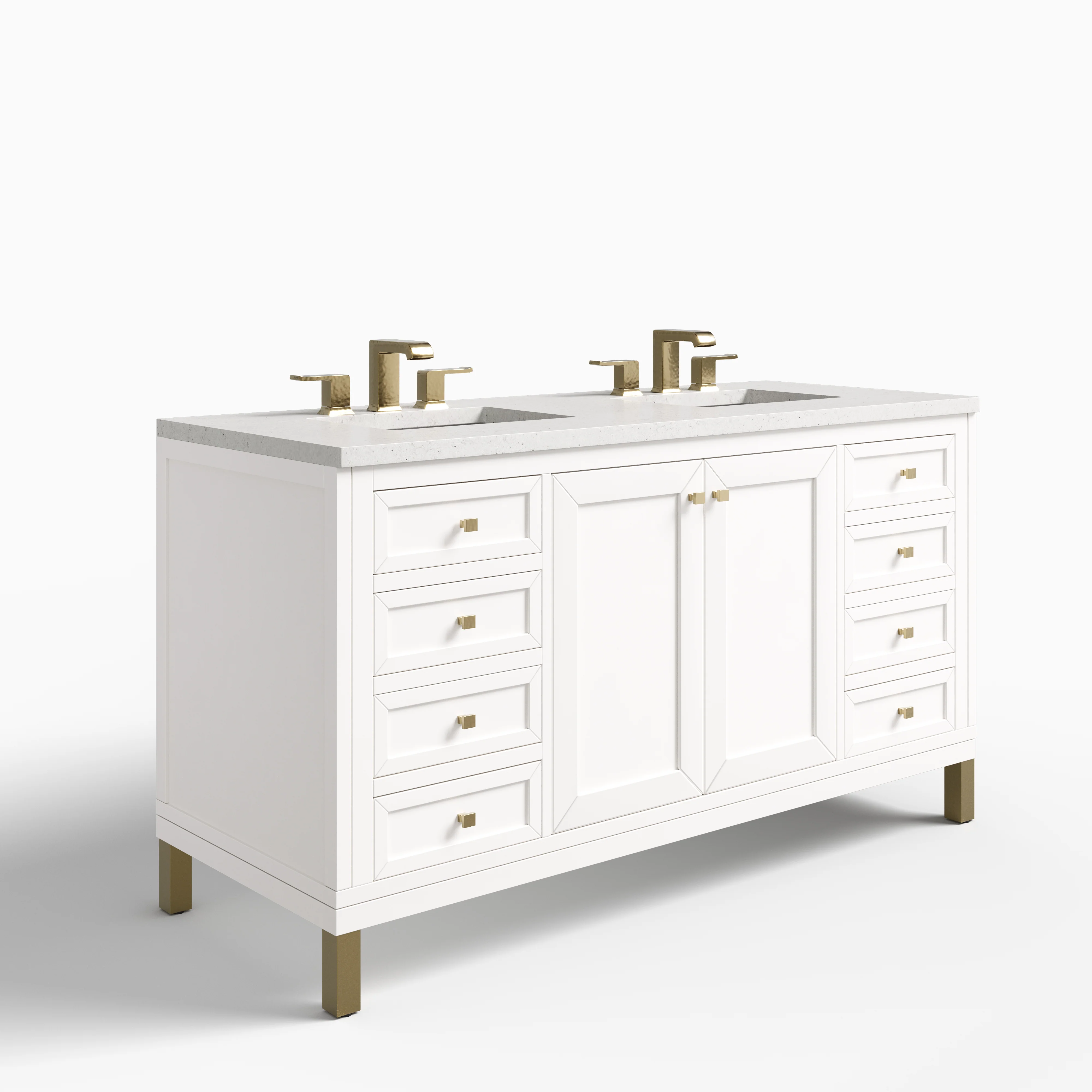 Janelle 60" Double Vanity in Glossy White with 3 cm Lime Delight Silestone Top - Image 2