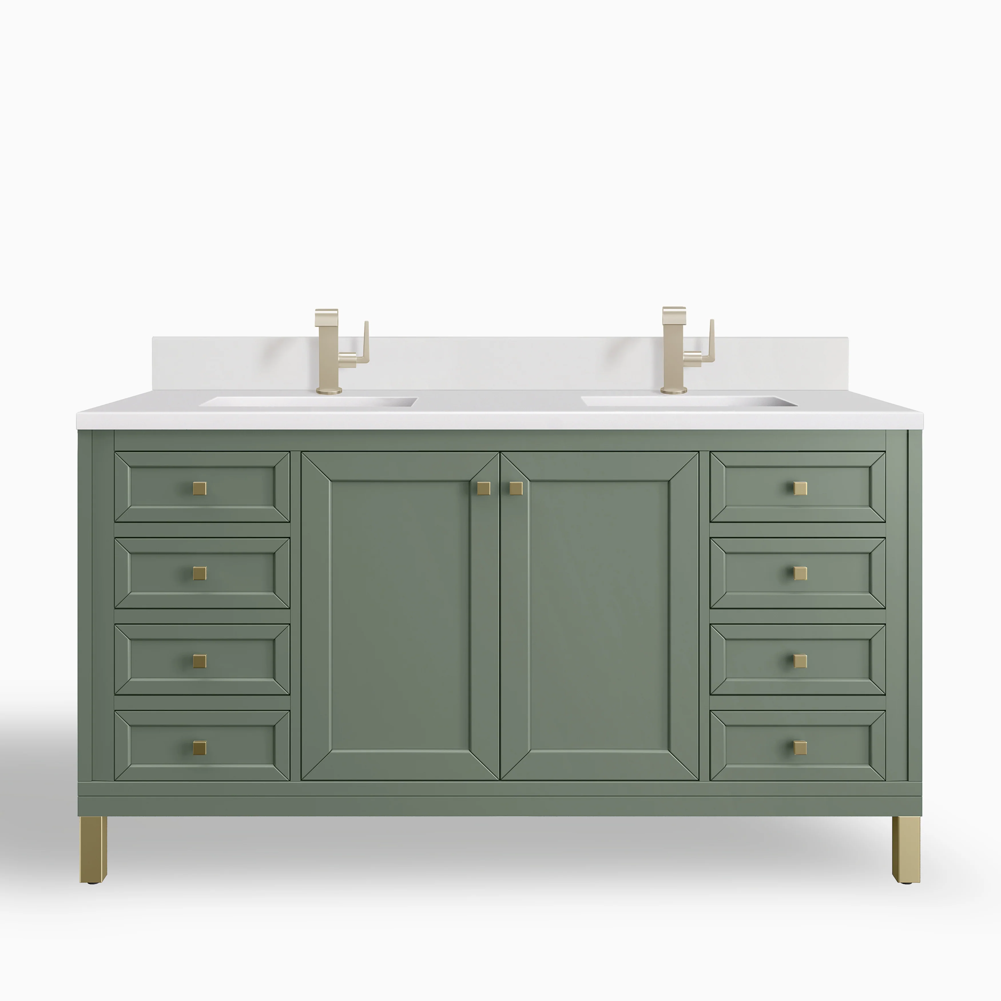 Janelle 60" Double Vanity in Smokey Celadon with Single Hole 3cm White Zeus Silestone Top & Backsplash