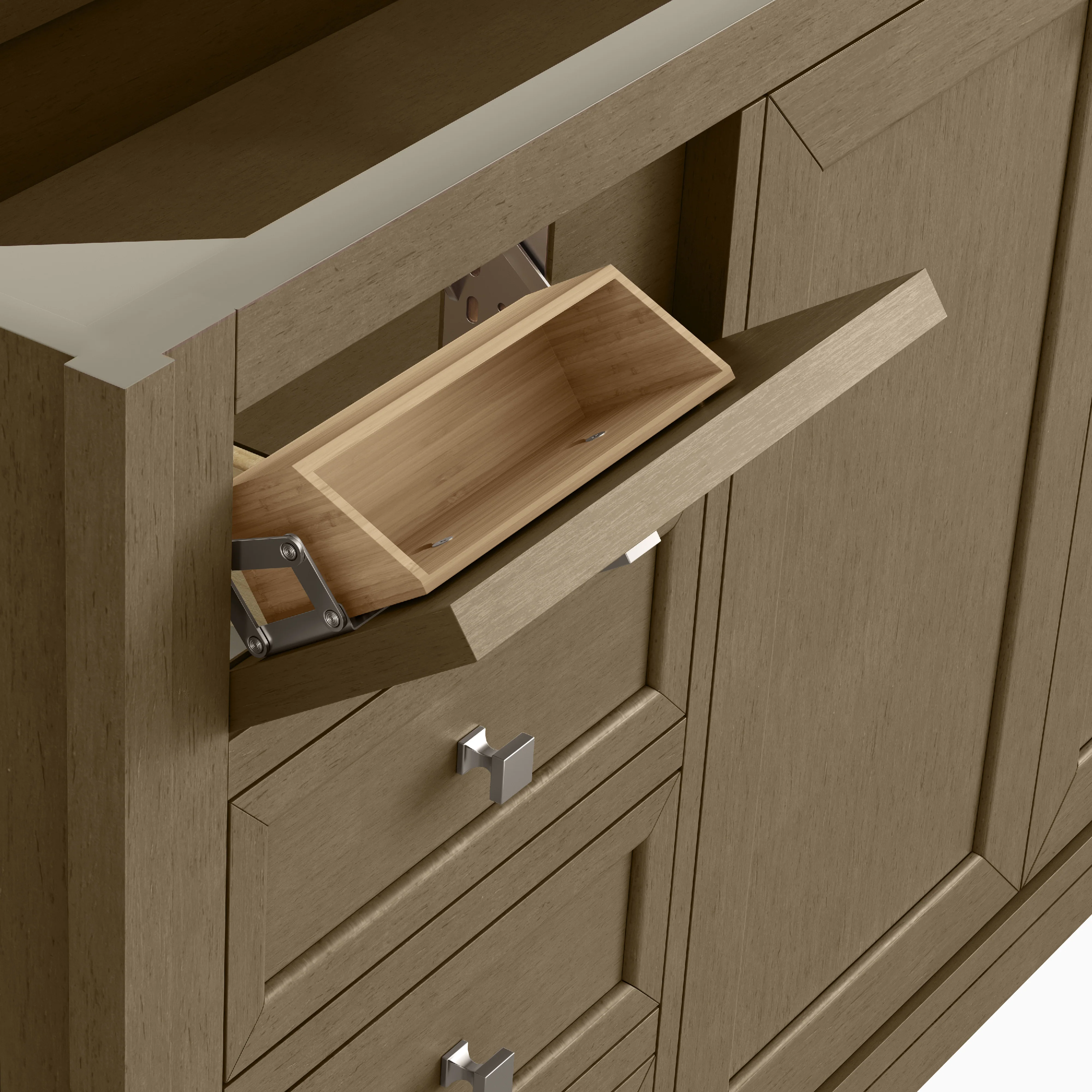 Janelle 60" Double Vanity in Walnut Whisper with 3 cm White Zeus Silestone Top - Image 10