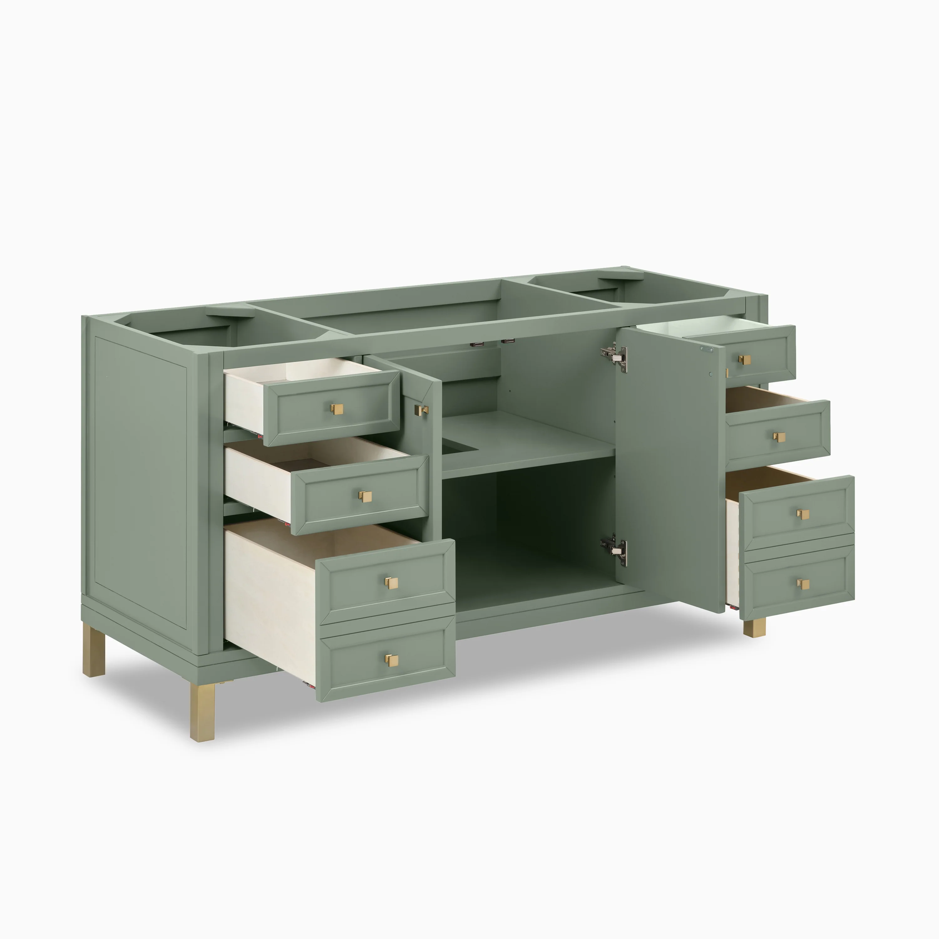 Janelle 60" Single Vanity in Smokey Celadon with 3 cm White Zeus Silestone Top - Image 3