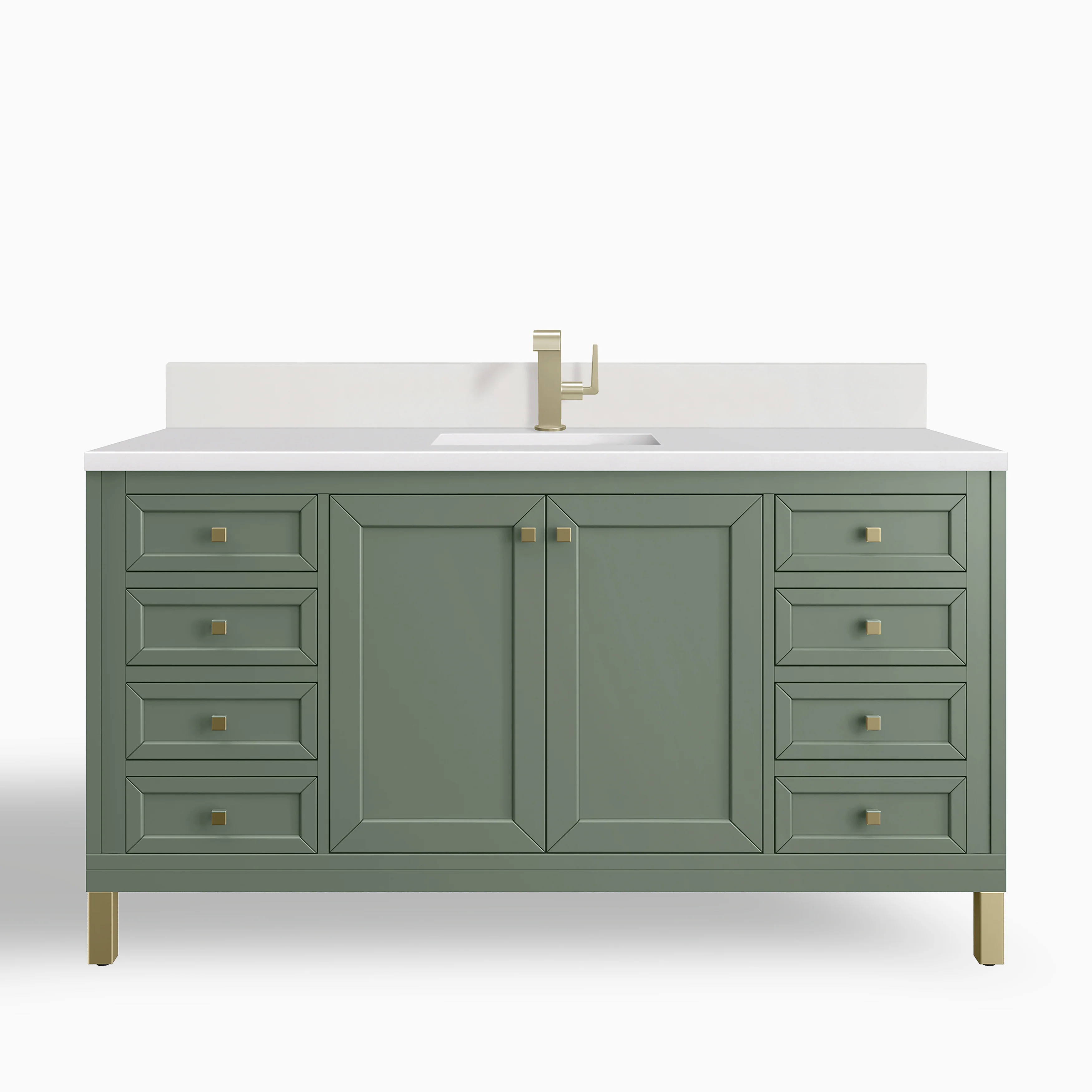 Janelle 60" Single Vanity in Smokey Celadon with Single Hole 3cm White Zeus Silestone Top & Backsplash