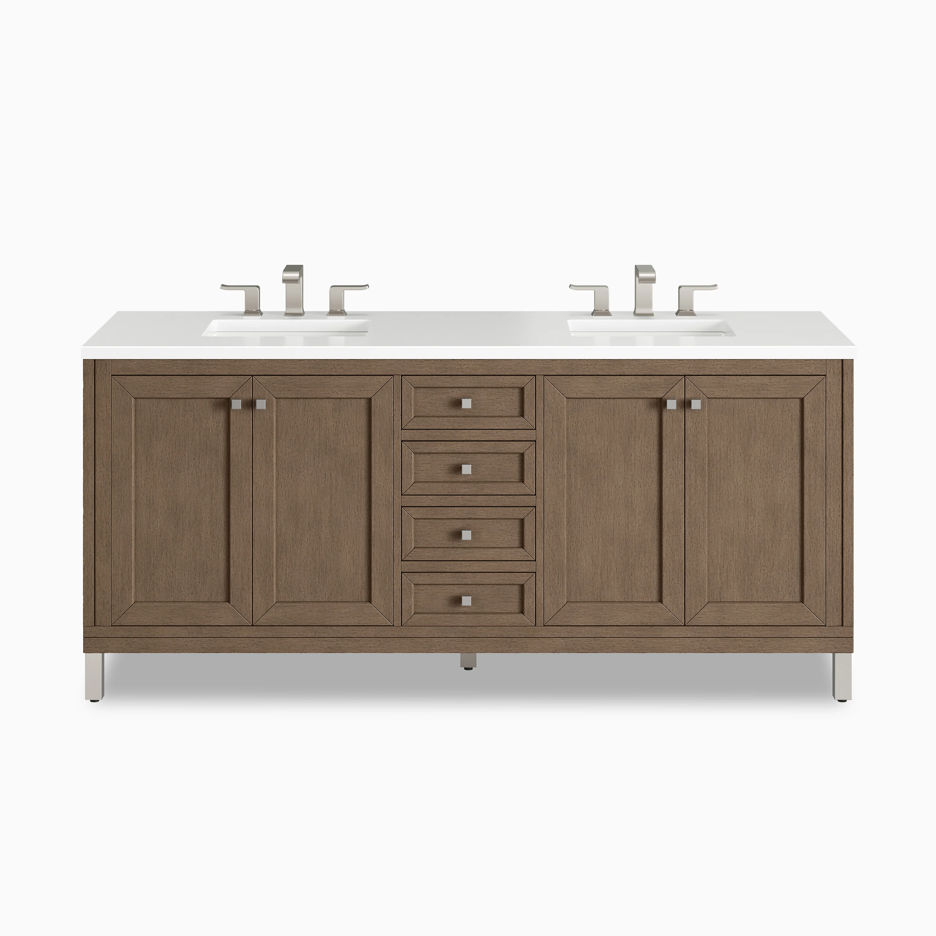Janelle 72" Double Vanity in Whitewashed Walnut with 3 cm White Zeus Quartz Top