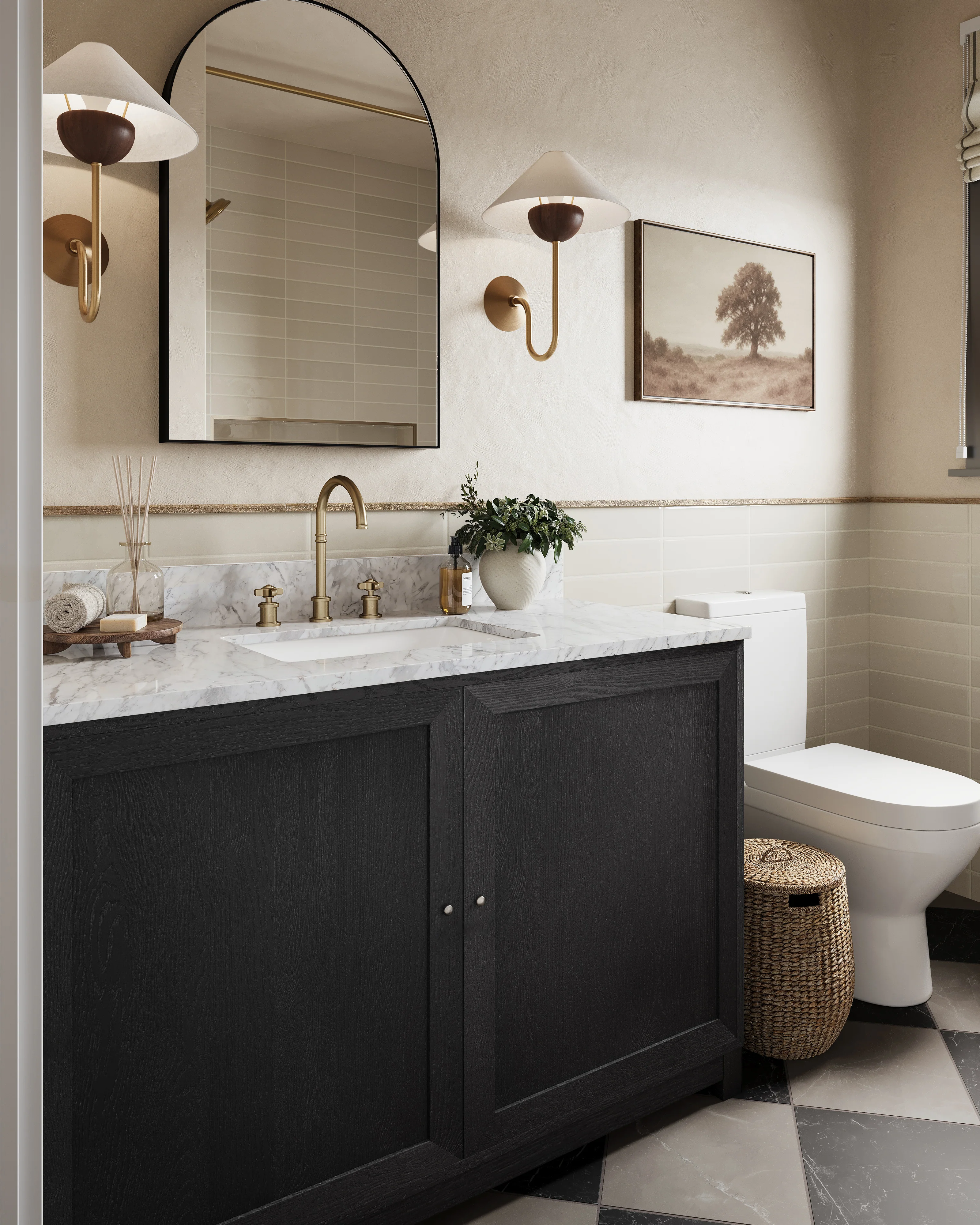 Josephine 48" Single Vanity in Satin Drifted Black Veneer with Carrara Marble Top - Image 15