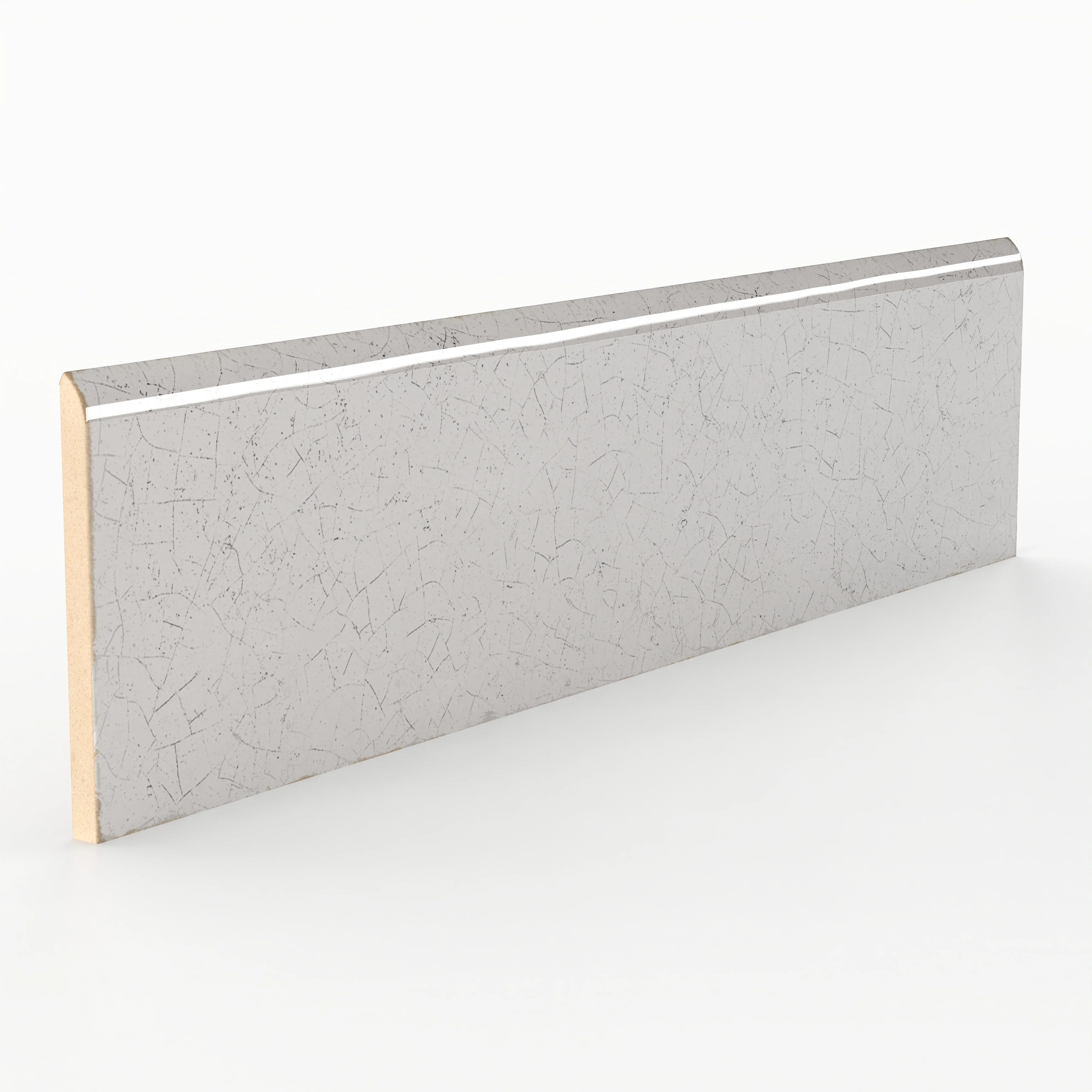 Josie 3x12 Bullnose Crackled Ceramic Tile in Tender Gray - Image 2