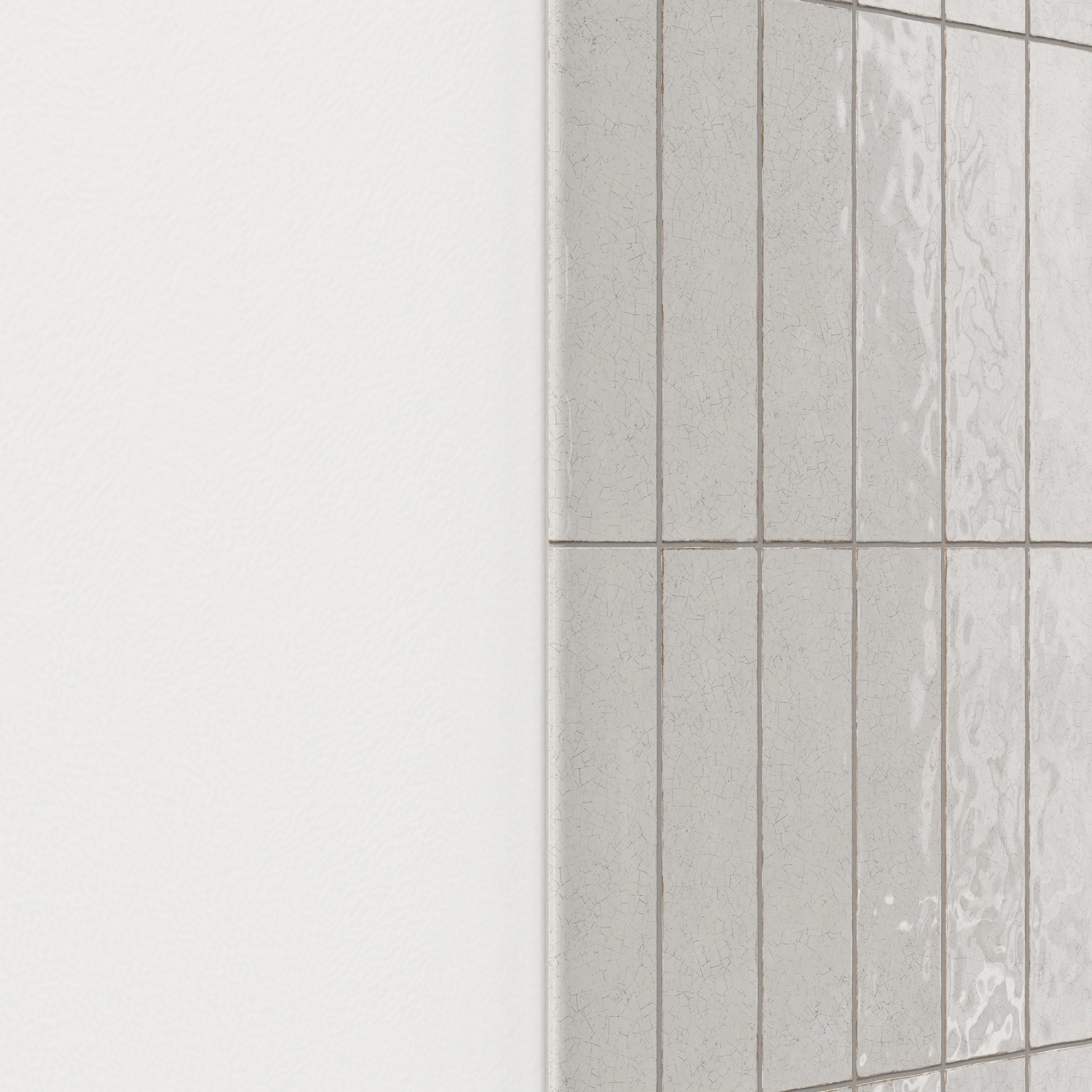 Josie 3x12 Bullnose Crackled Ceramic Tile in Tender Gray - Image 3