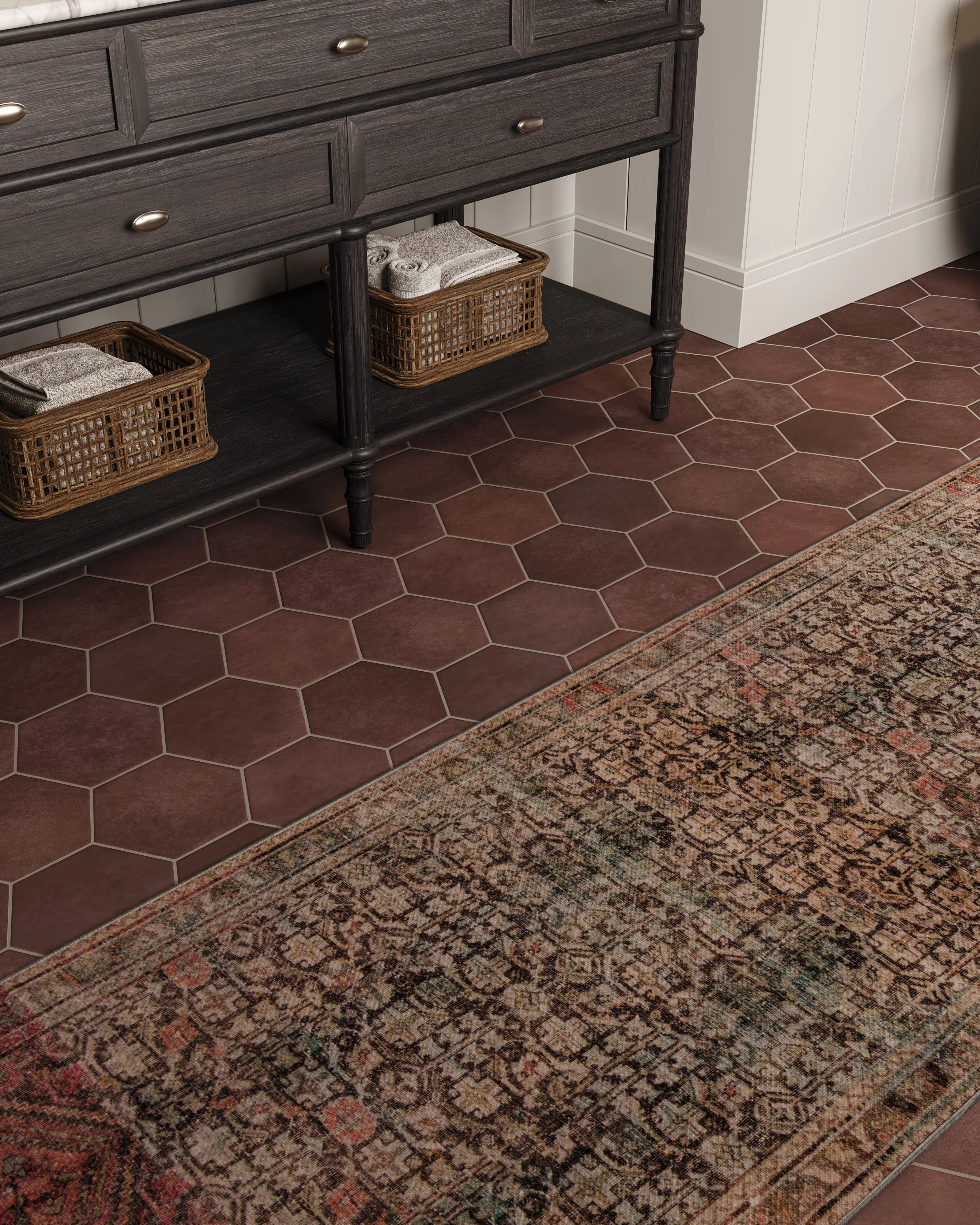 Juliet 7x8 Hexagon Matte Porcelain Tile in Rust - Image 2