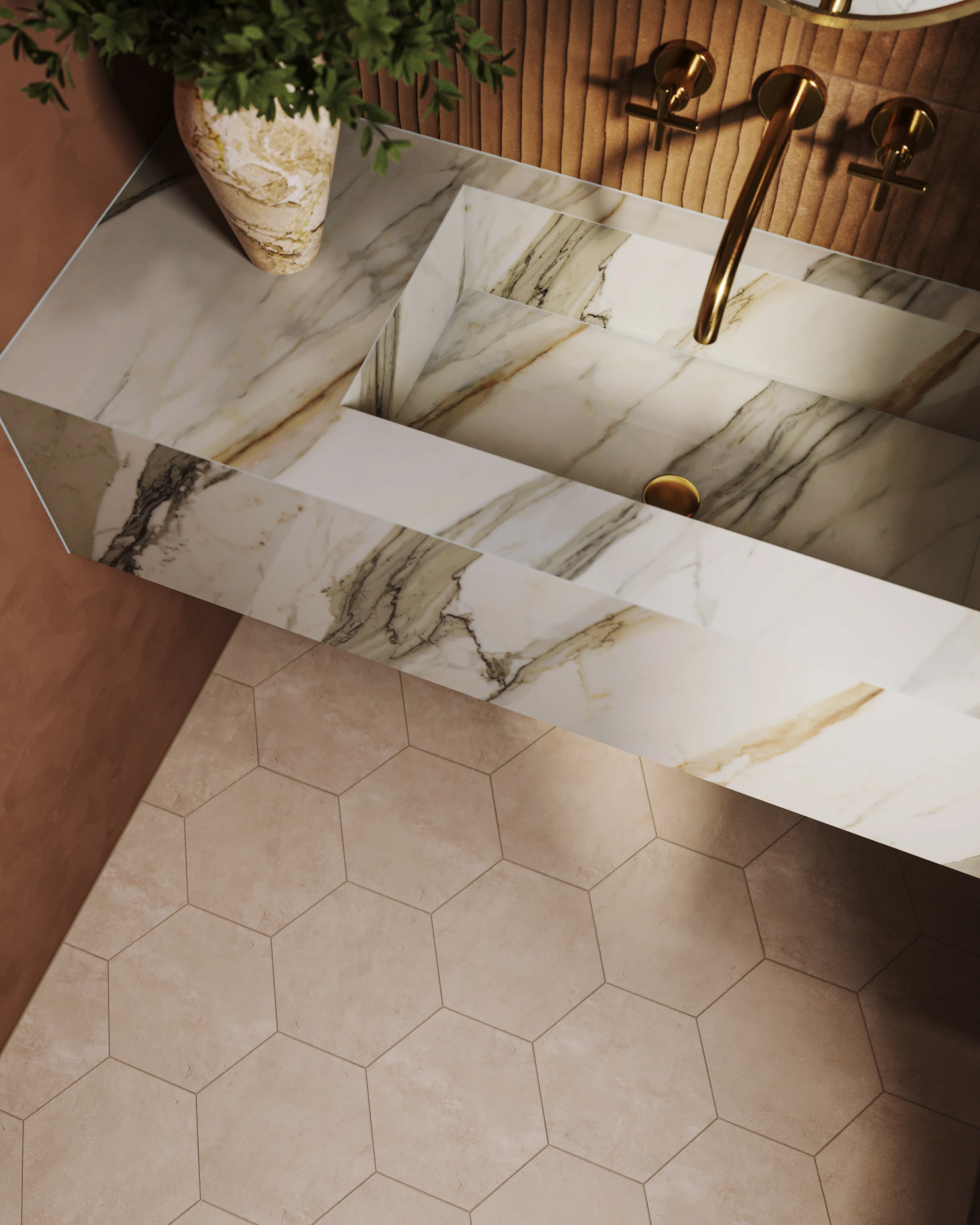 Kai 10x10 Matte Porcelain Hexagon Tile in Almond - Image 6