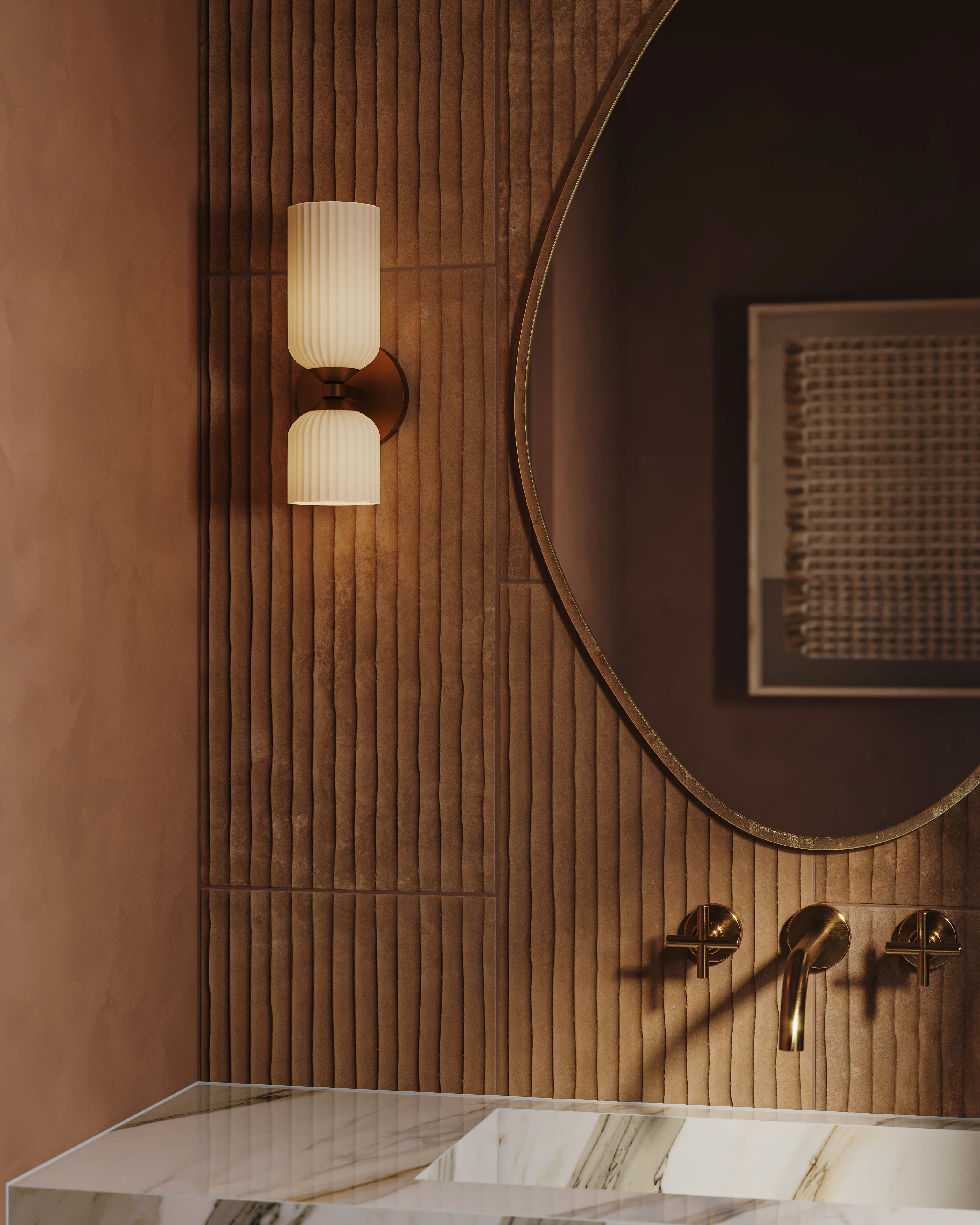 Kai 12x24 Fluted Matte Porcelain Tile in Terracotta - Image 2