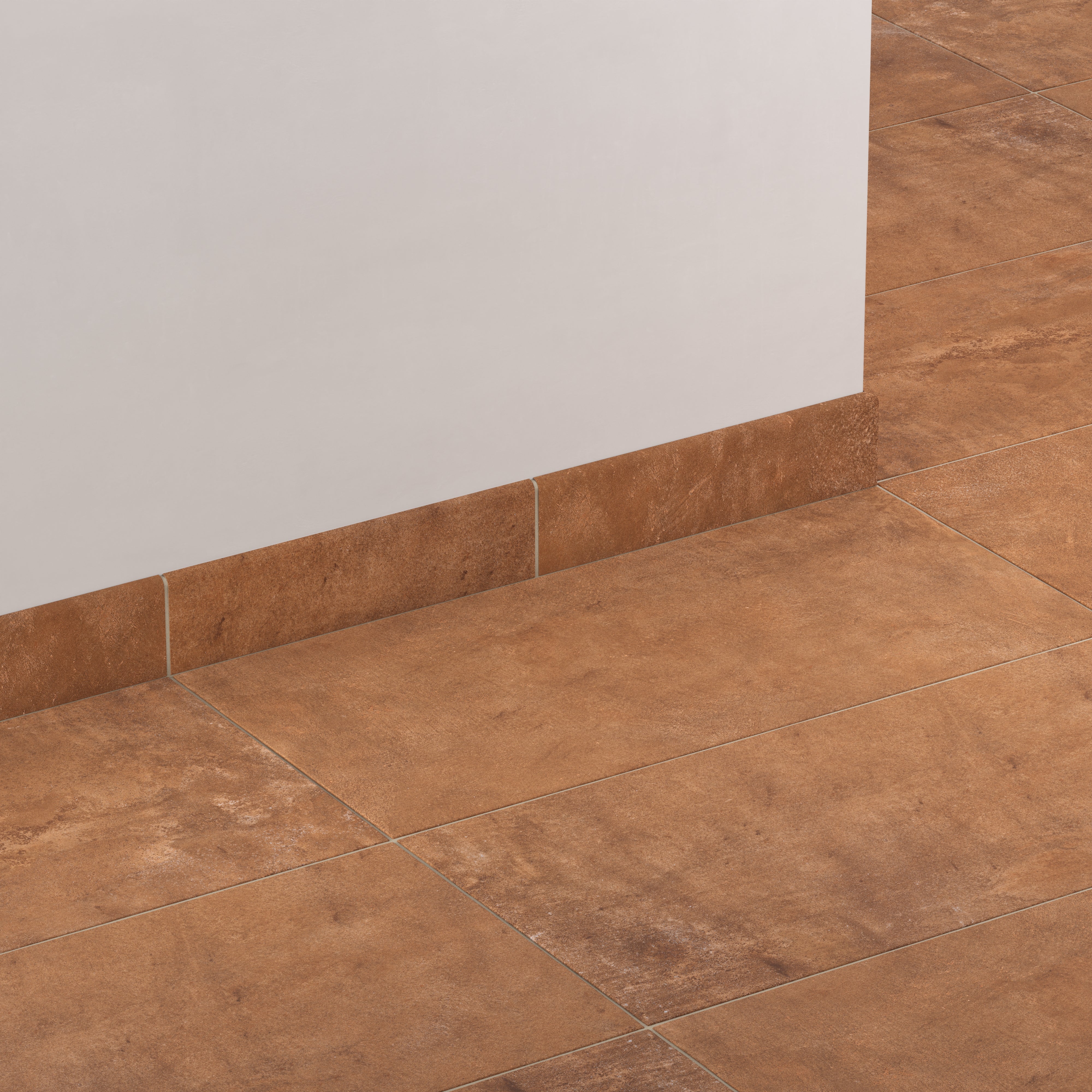 Kai 3x12 Bullnose Matte Porcelain Tile in Terracotta - Image 3