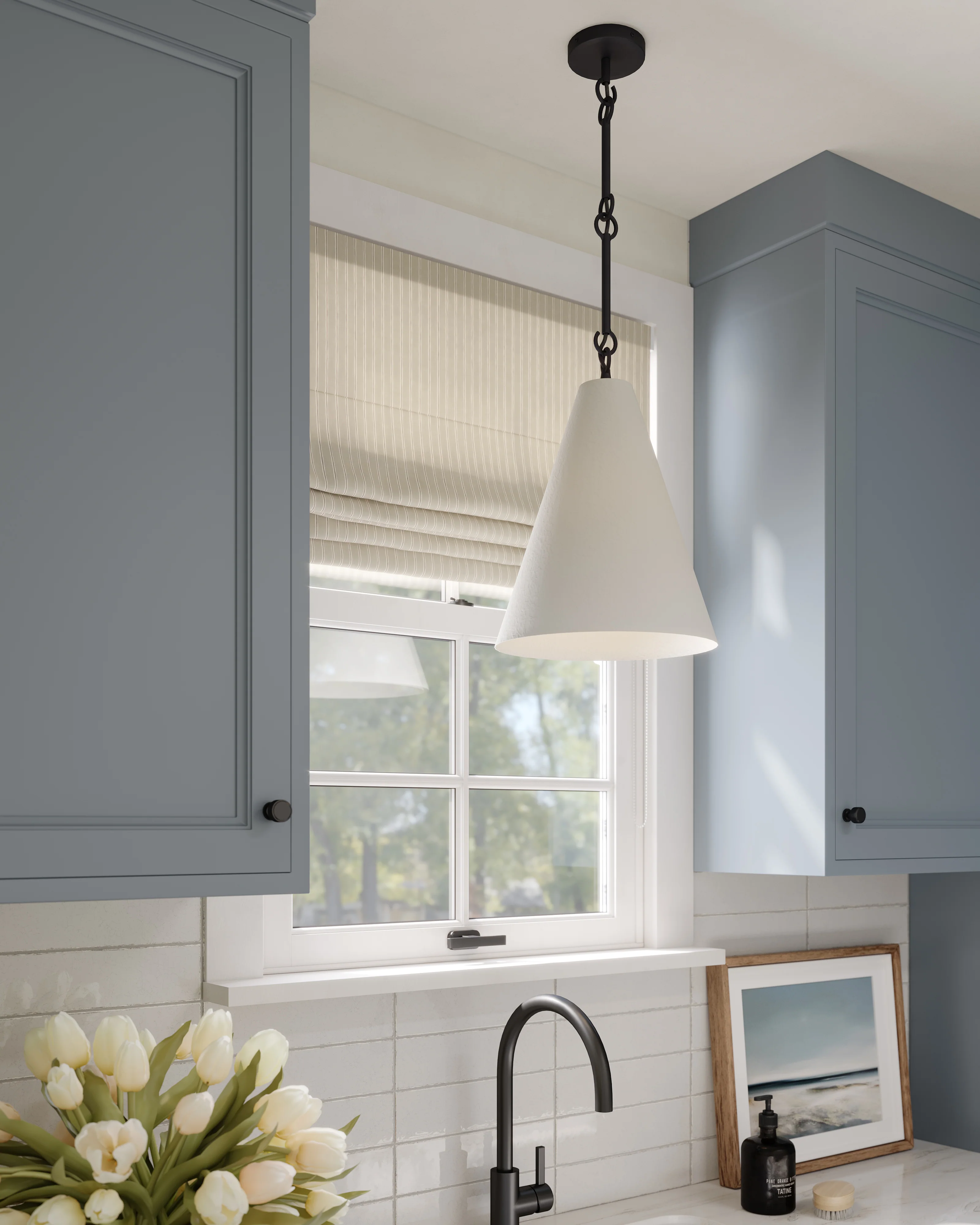 Kane Pendant in Matte White Plaster - Image 2