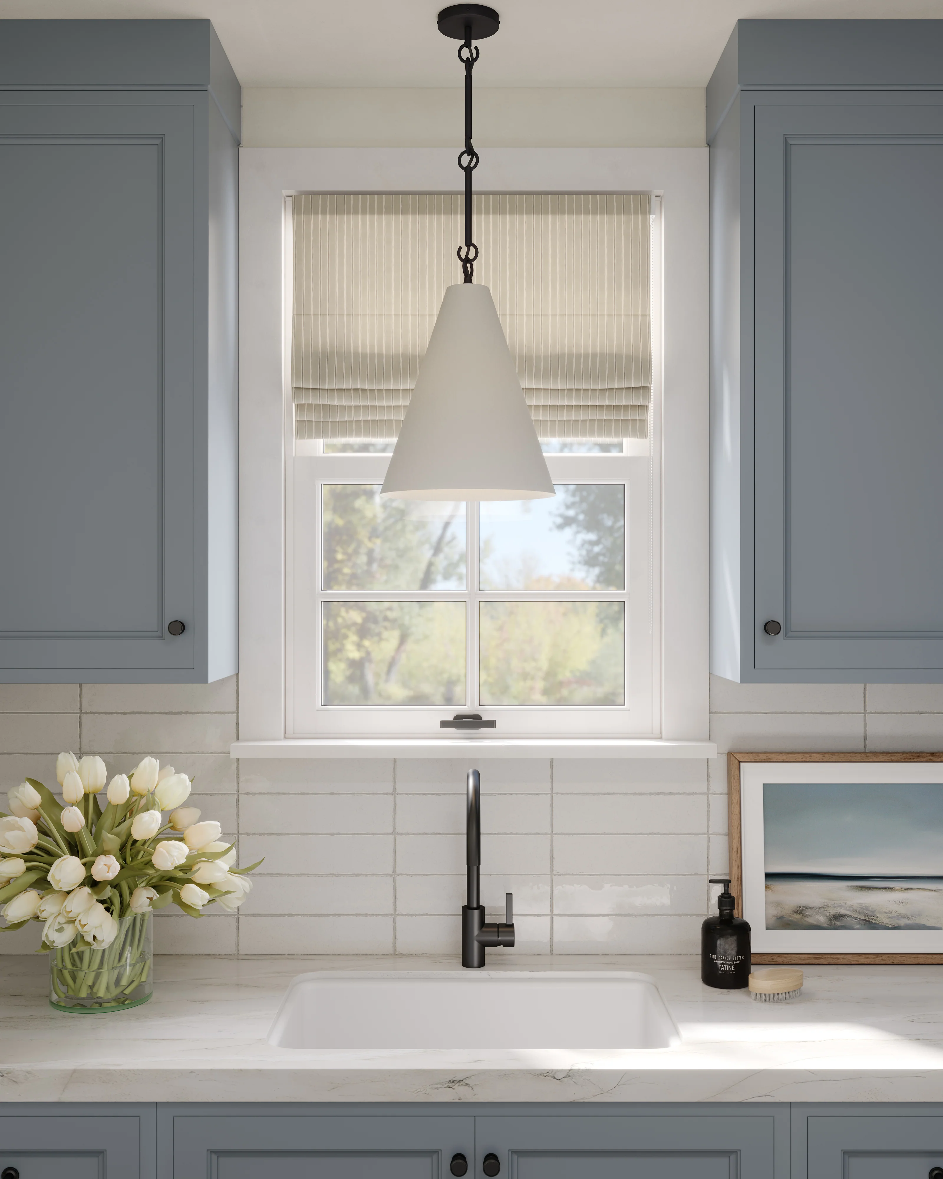 Kane Pendant in Matte White Plaster - Image 6